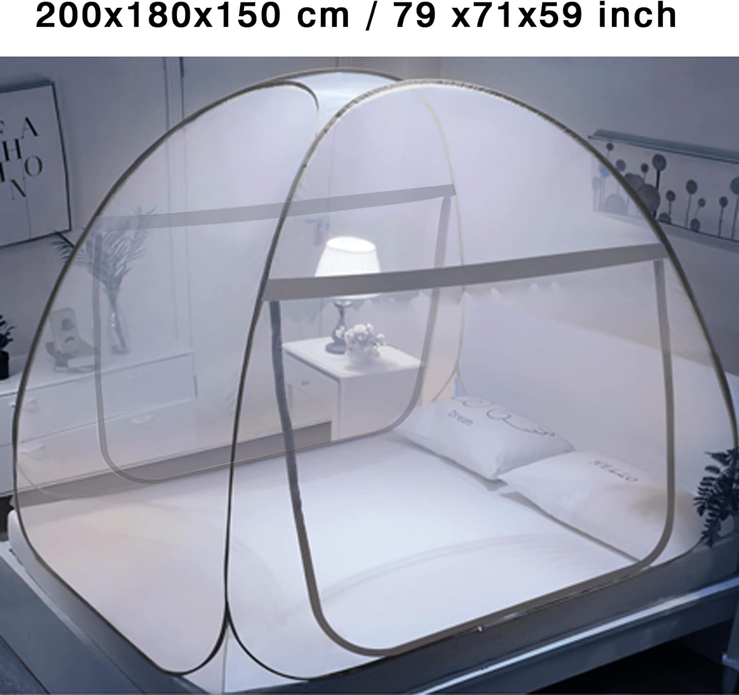 Detalle 2 de Couvkadl NET-01 Pop-Up Mosquito Net Tent, 200 x 180 x 150 cm, Double Doors