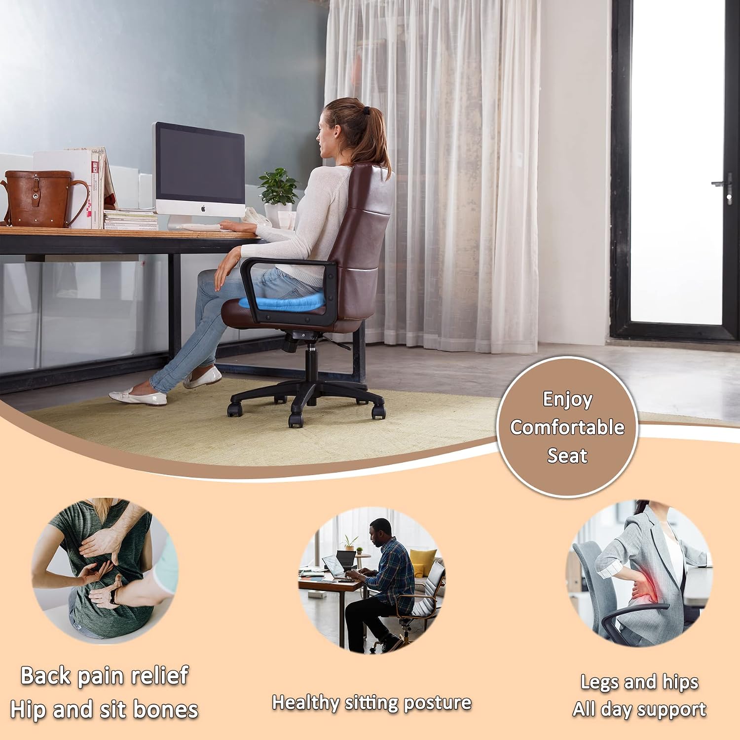 Detalle de Hshbxd 1 Donut Pillow, Square Cotton Seat Cushion with Center Opening