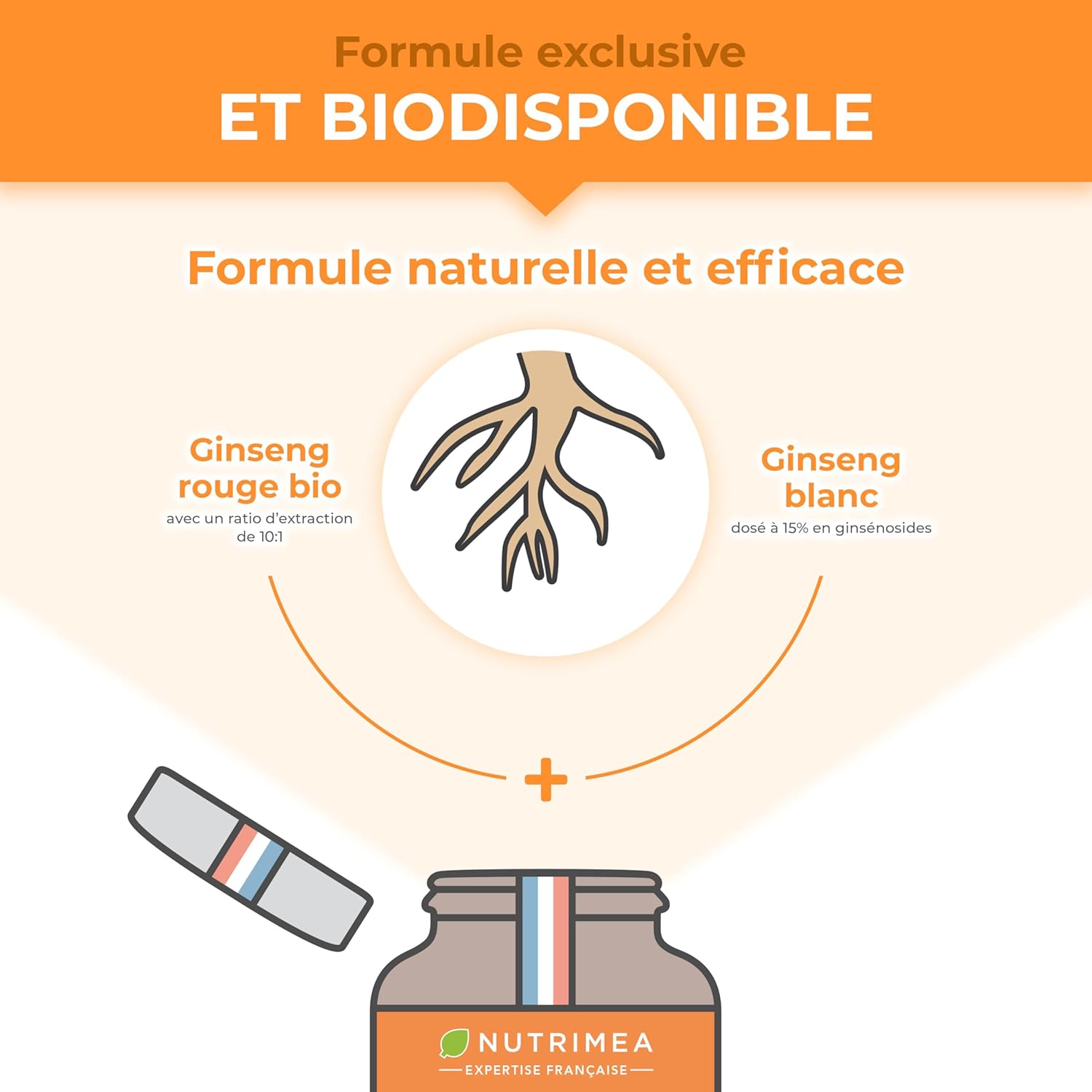 Thumbnail 3 de Complément au ginseng Rouge & Blanc BIO 2200 mg – Extrait 5:1 titré à 15% en ginsénosides (60 gélules vegan) Nutrimea