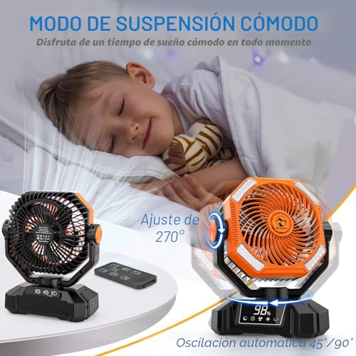 Thumbnail 6 de Camping Ventilador con Luz LED Multper – 20000 mAh, recargable, control remoto y 5 velocidades para tienda de campaña