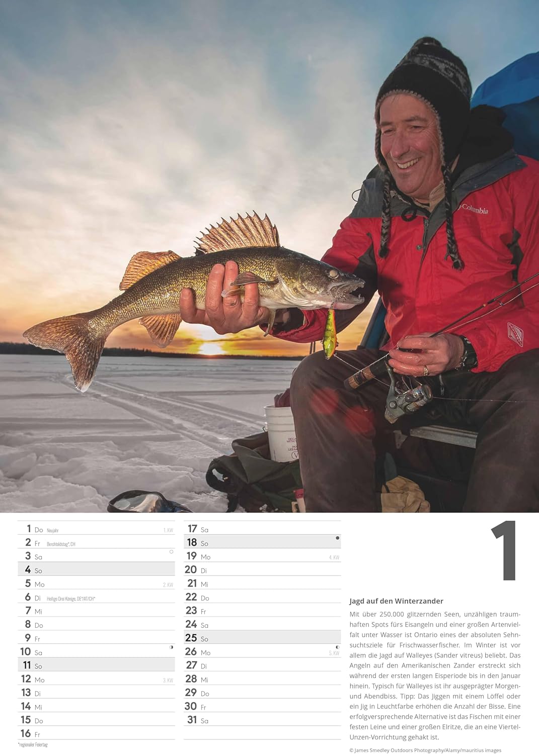 Detalle de Alpha Edition - Der große Angelkalender 2026 – Wandkalender 29,7×42 cm mit 12 beeindruckenden Angelmotiven