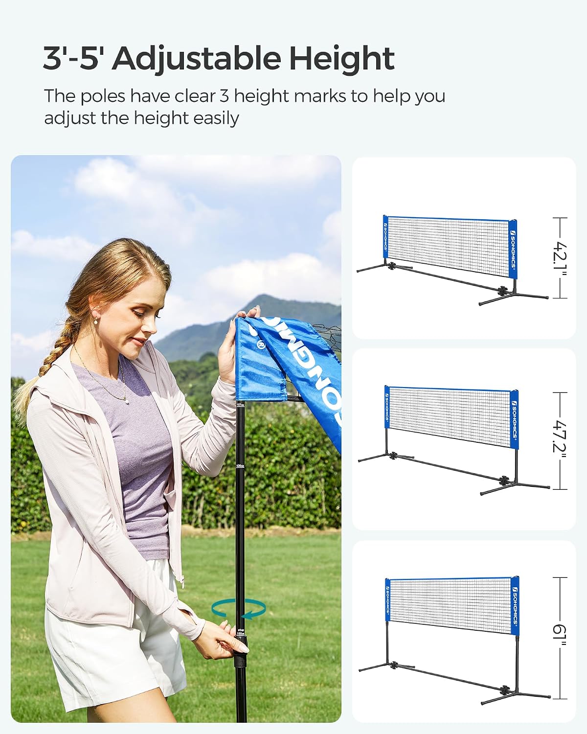 Thumbnail 2 de SONGMICS Badminton Net with Nylon Netting
