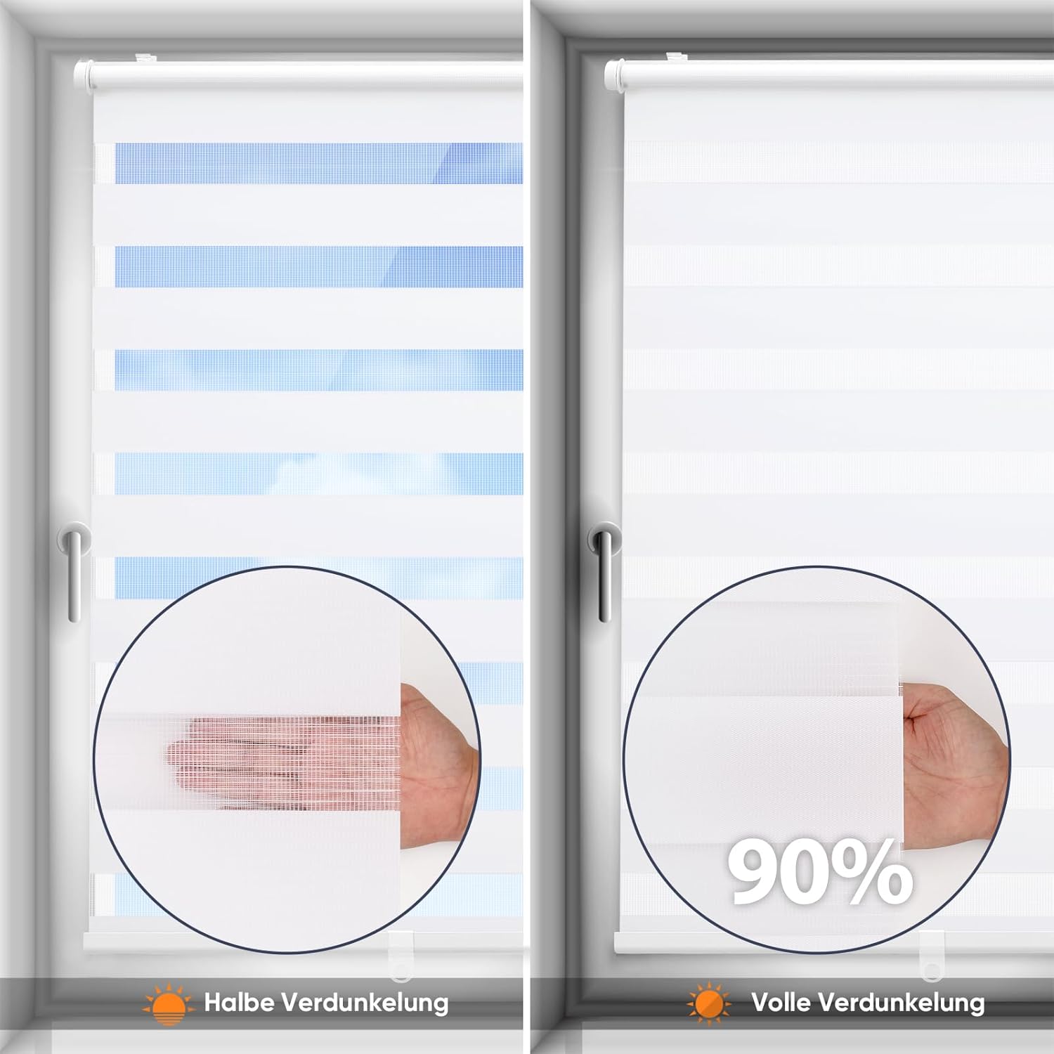 Thumbnail 4 de Sekey Doppelrollo Klemmfix Duo schnurloses Doppelrollo ohne Bohren (60 x 150 cm), weiß