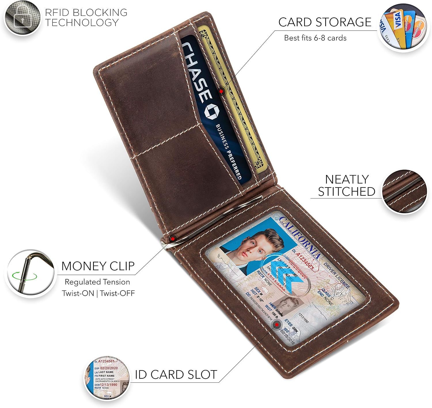 Detalle 1 de SERMAN BRANDS Bifold Wallet in Full-Grain Leather