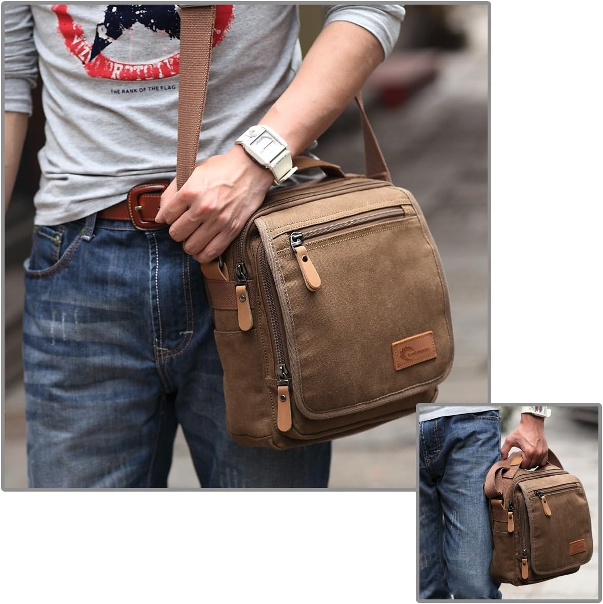 Detalle 2 de CHEREEKI canvas shoulder bag for 10 inch