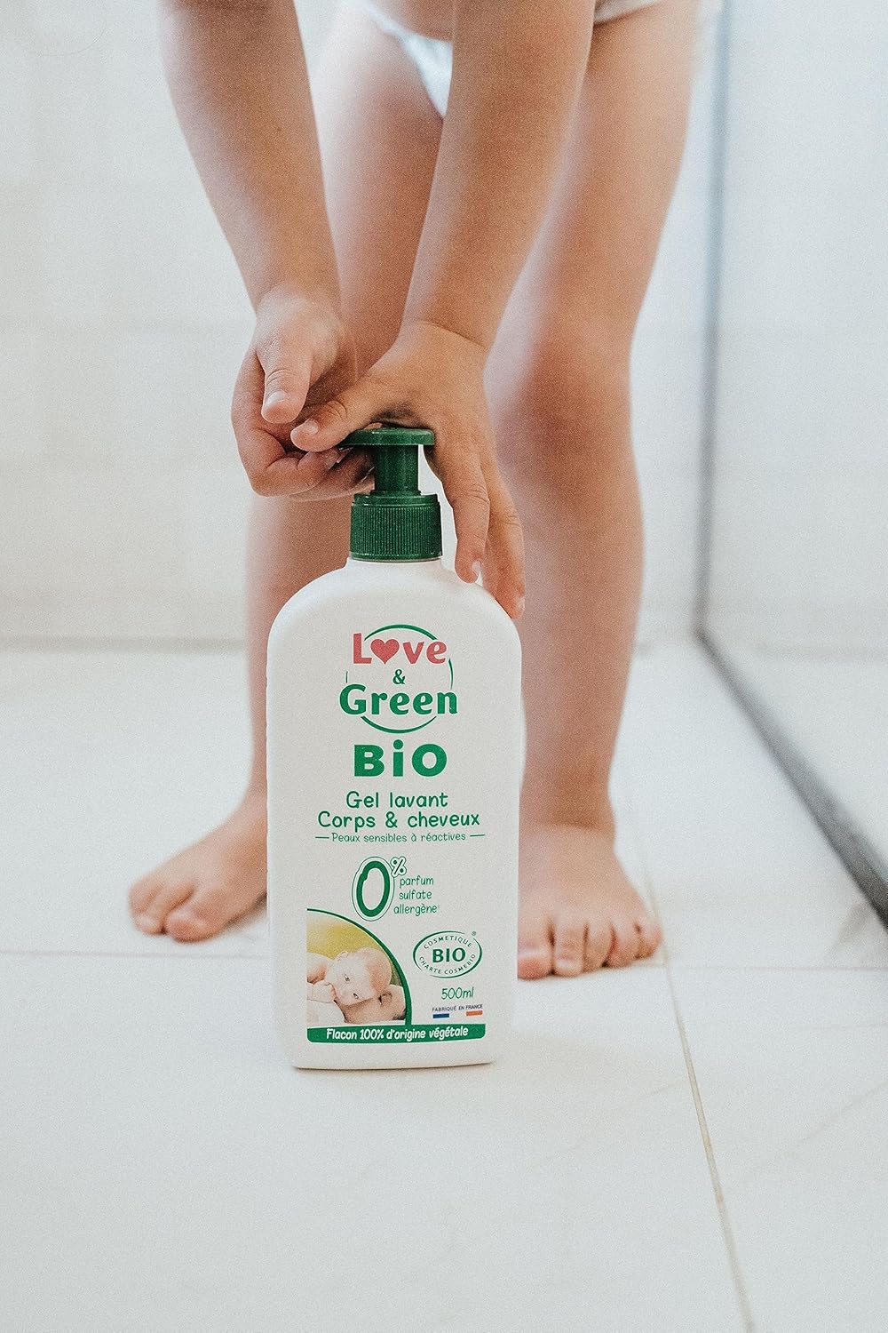 Thumbnail 1 de Love & Green Gel lavant bio 0% corps et cheveux sans parfum 500 ml – Fabriqué en France