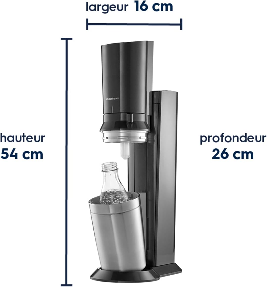 Thumbnail 1 de Sodastream Crystal – Machine à eau pétillante avec 2 carafes en verre 0,7 L et CO₂ Quick Connect (noire)