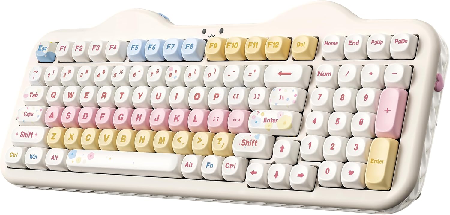 Detalle de YUNZII C98 Drahtlose Mechanische Tastatur mit Nummernblock – Beige, Candy Linear Switch