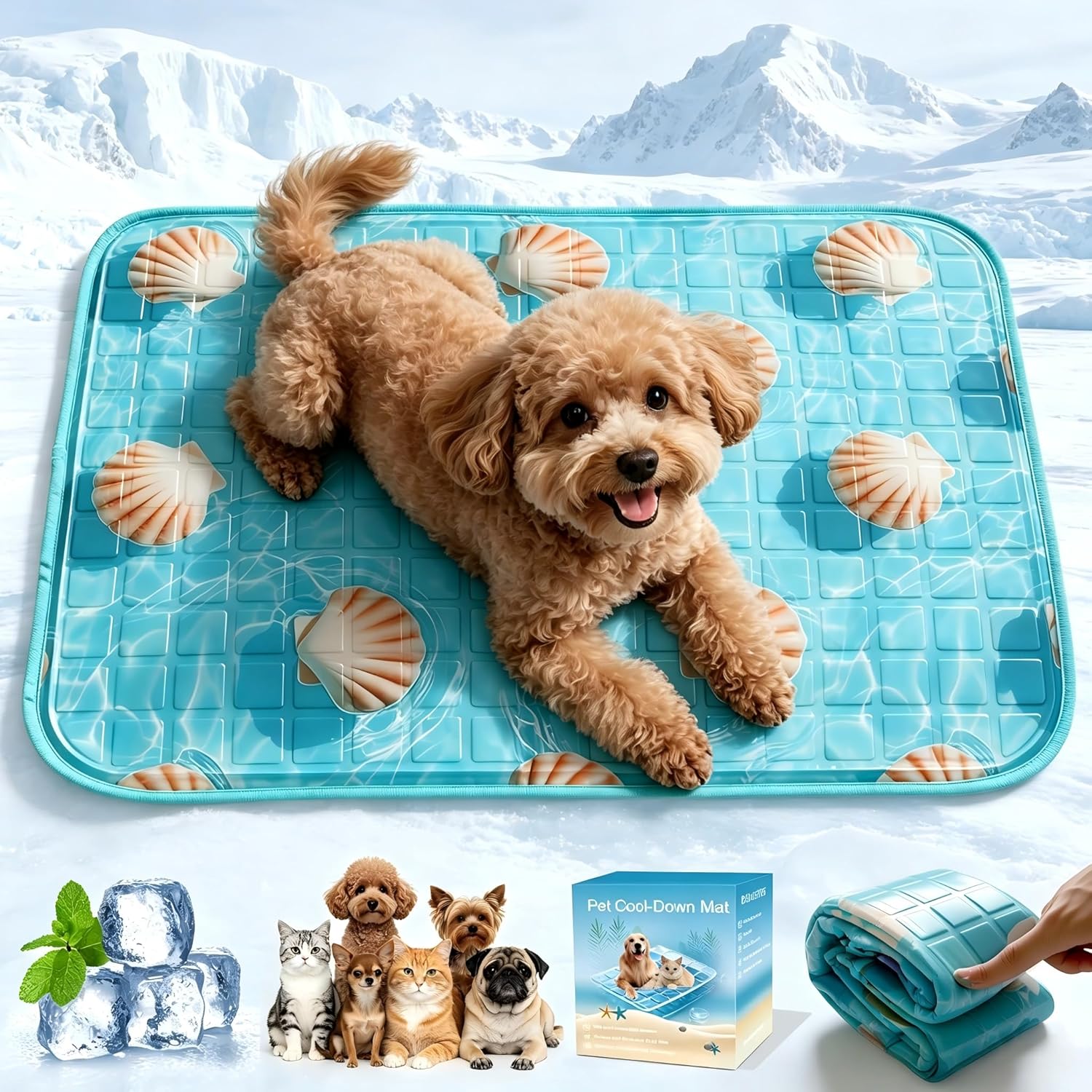 Detalle de RARIRO Medium Dog Cooling Mat 50 x 65 cm – Solid-State Gel, Non-Toxic & Waterproof