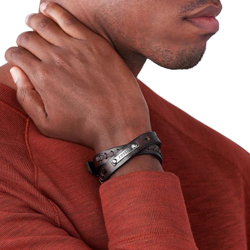 Thumbnail 1 de Fossil Bracelet Homme Vintage Double Wrap – Cuir Marron, Longueur 480 mm (JF87354040)