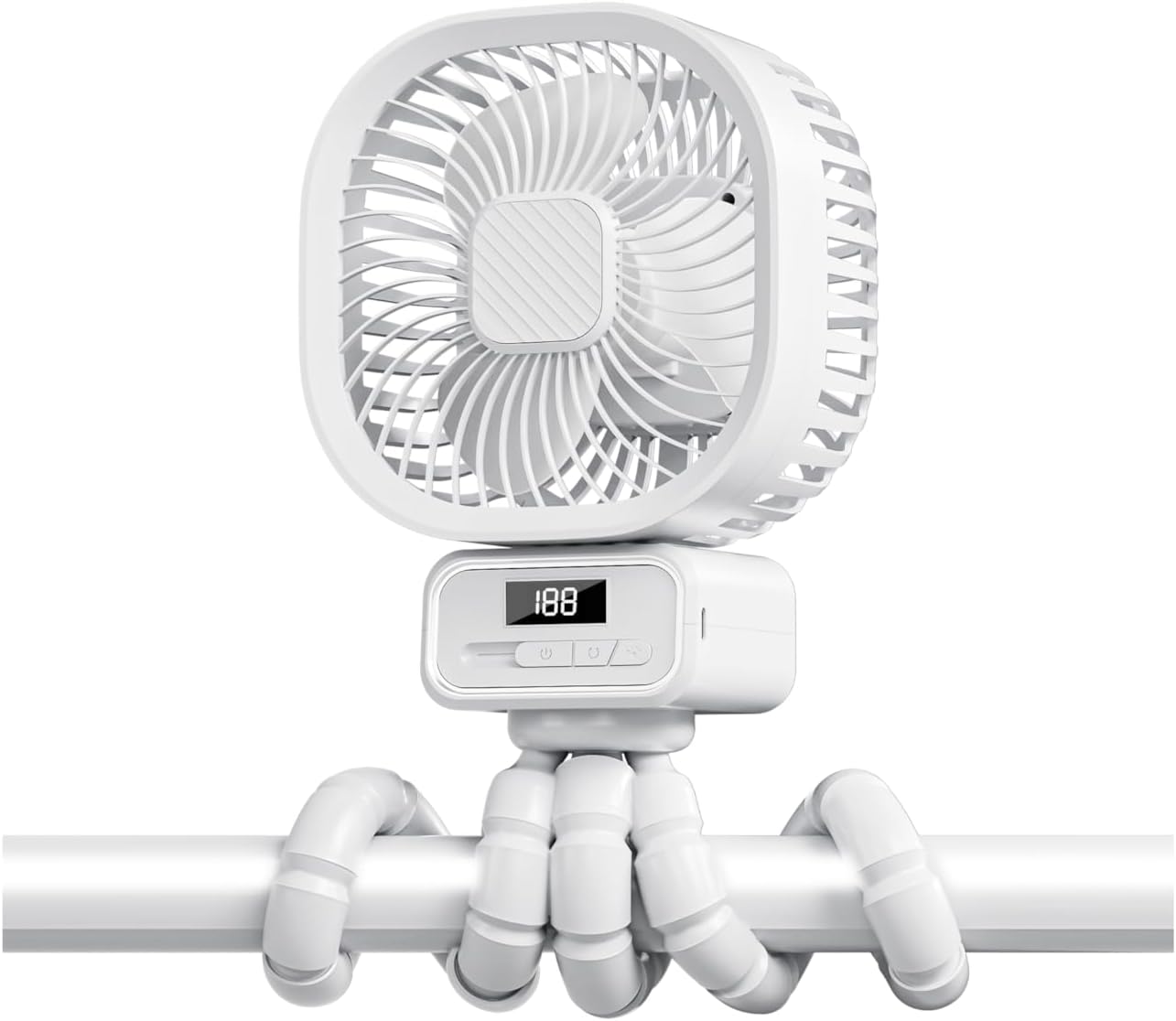 Wrischan Portable Pram Fan with 10000mAh Battery and Detachable 3-Speed Head