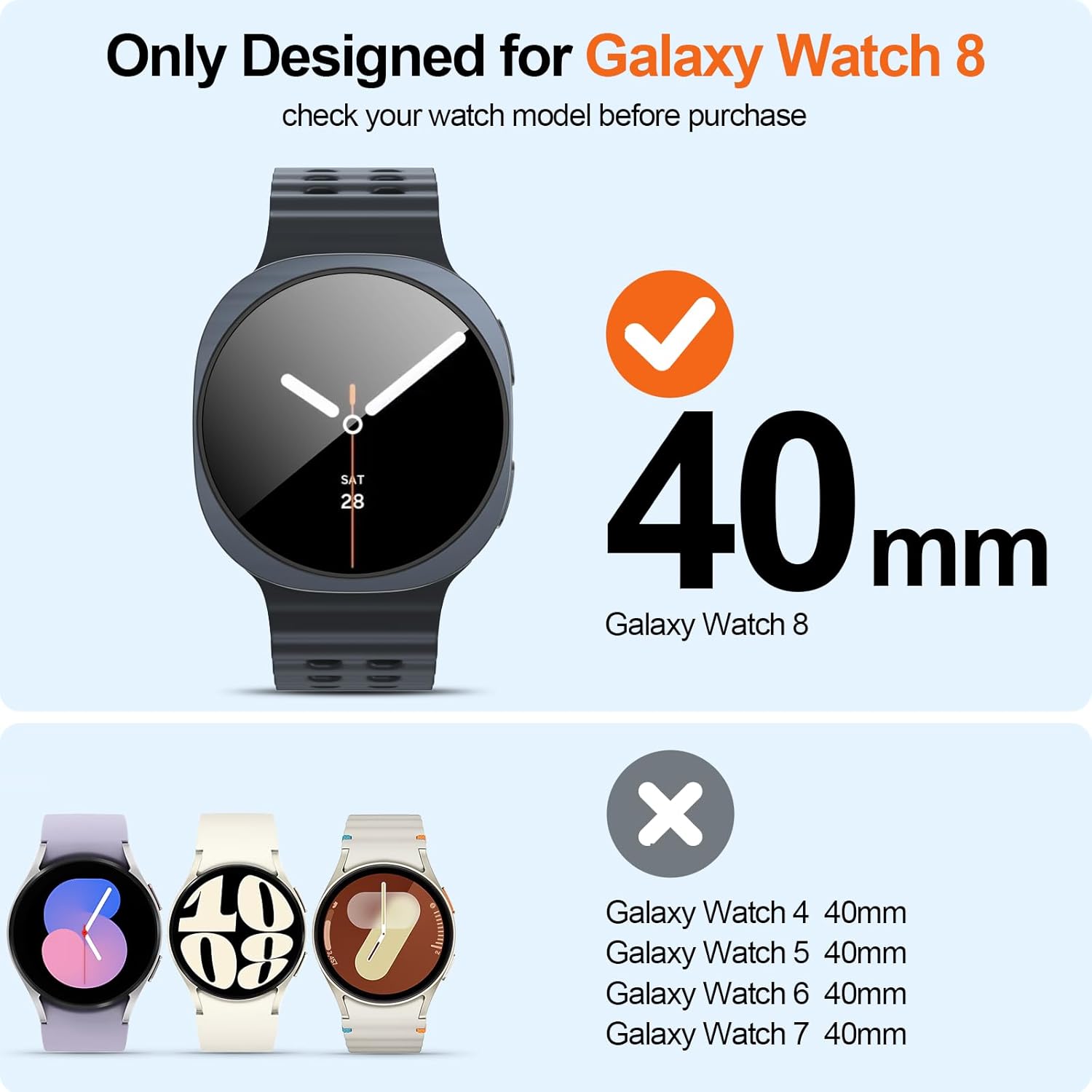 Detalle 2 de Landhoo 6+6 Pack Screen Protector Case for Samsung Galaxy Watch 8 40mm