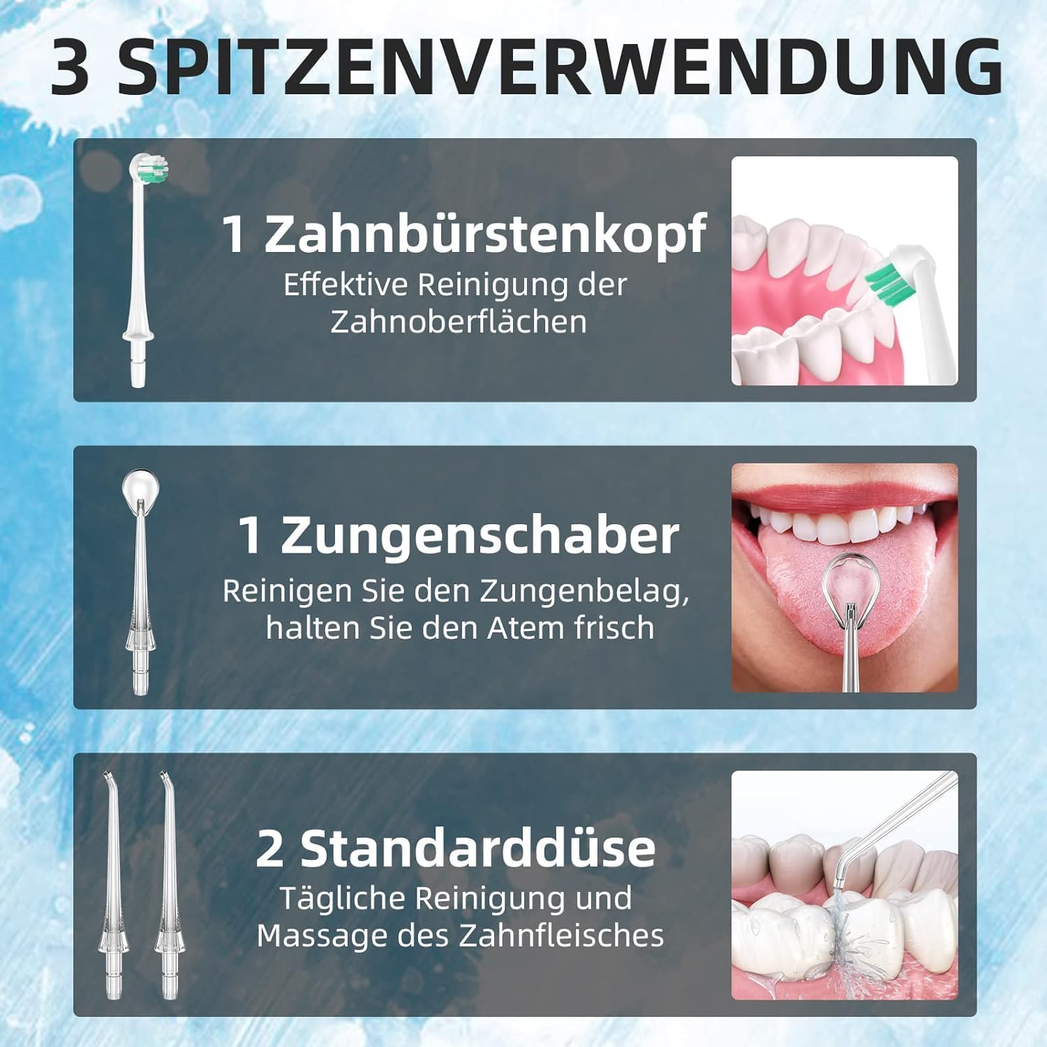 Thumbnail 1 de Leistungsstarke Munddusche Elektrischer Zahnreiniger M01 – 4 Modi, 4 Düsen, IPX7, 310 ml Tank