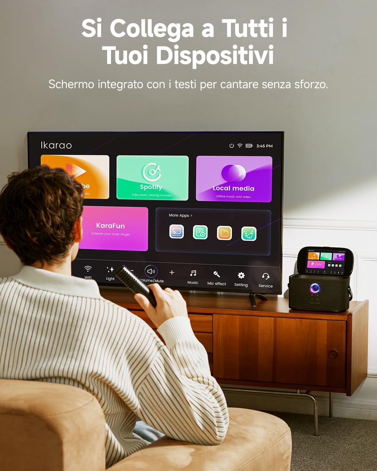 Thumbnail 2 de Karaoke con microfono portatile Shell S2, 140W, Bluetooth, app KaraFun e HDMI per TV