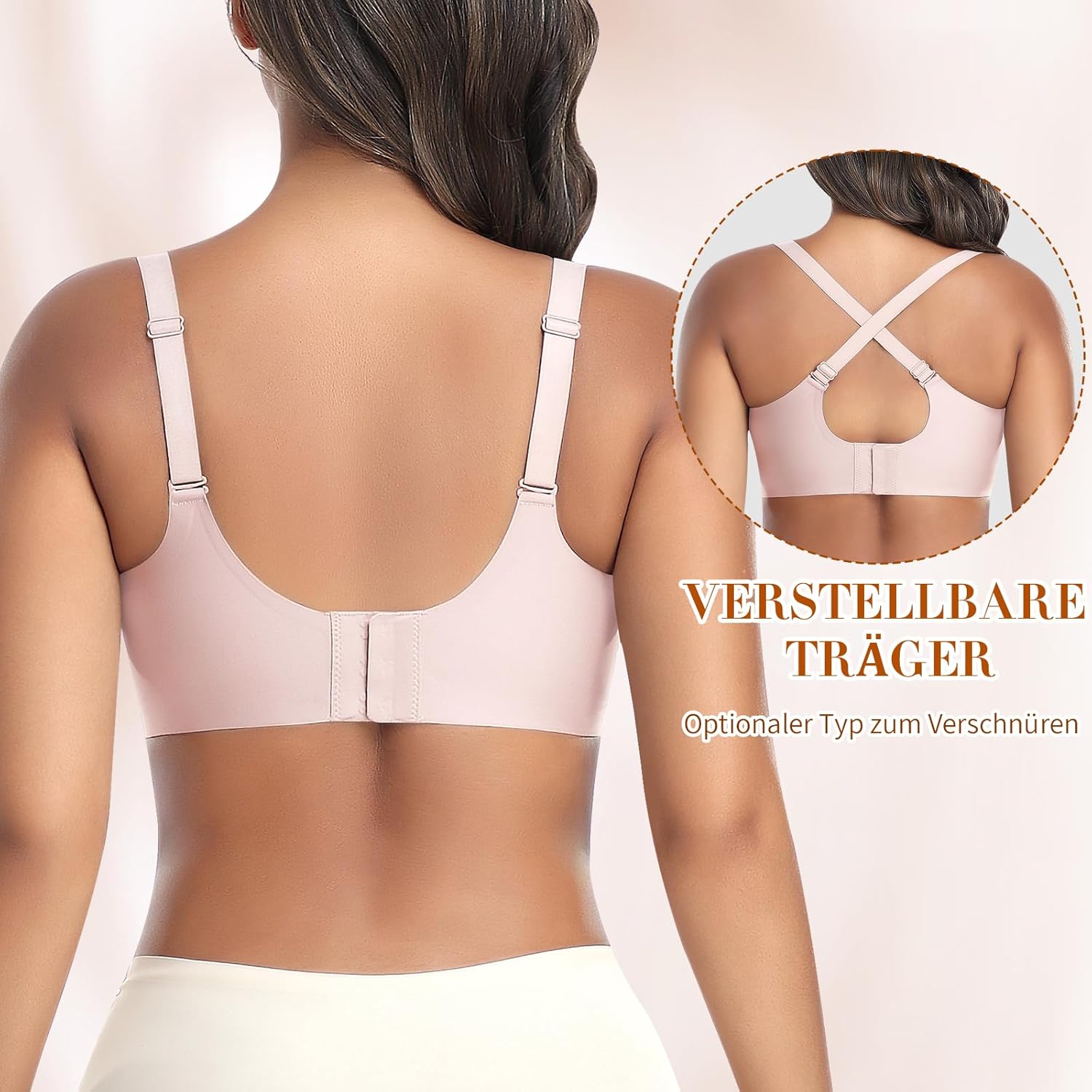 Thumbnail 1 de Jelly Strip Damen BH ohne Bügel – nahtloser Soft-Bralette mit tiefem V-Ausschnitt und Spitze