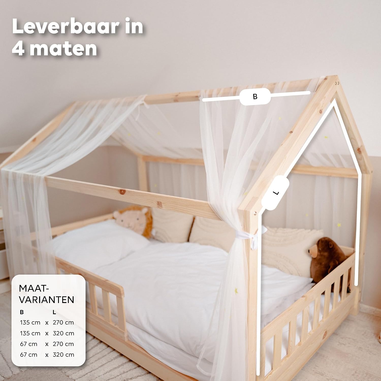 Thumbnail 3 de lilimaus BH-HB-135x320-GS-WEISS bedhemel met lichtgevende sterren