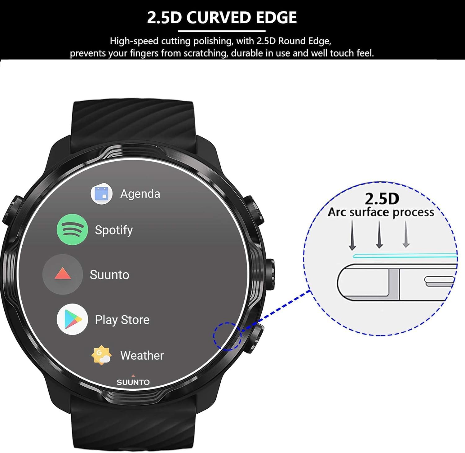 Detalle de Lusee 3 Pack Tempered Glass Screen Protectors for Suunto 7 / Suunto 9 Baro / Suunto D5