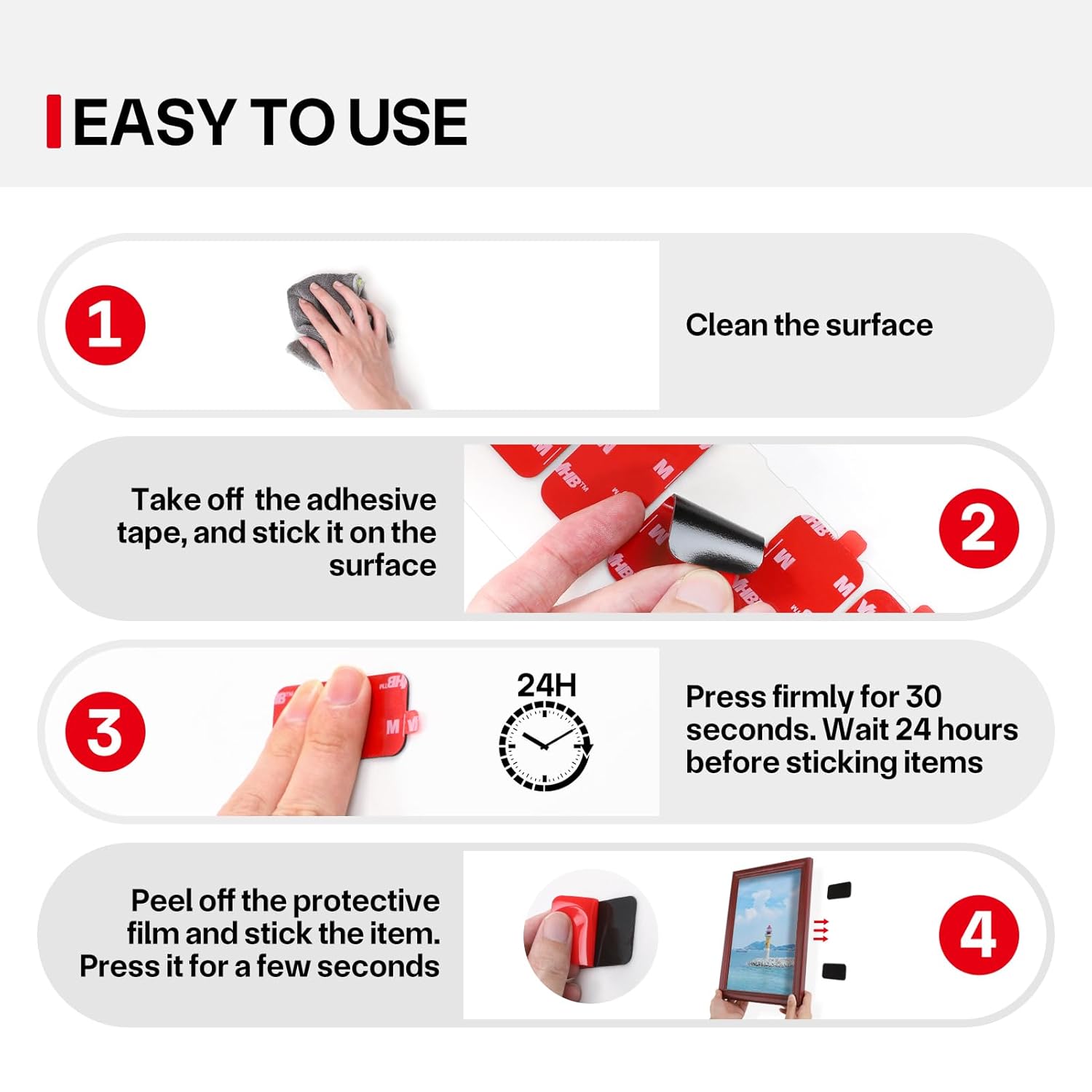 Thumbnail 6 de Double Sided Sticky Pads (10 Pack) Heavy Duty Acrylic Foam Pads for Dash Cam & Action Camera – 50×25mm