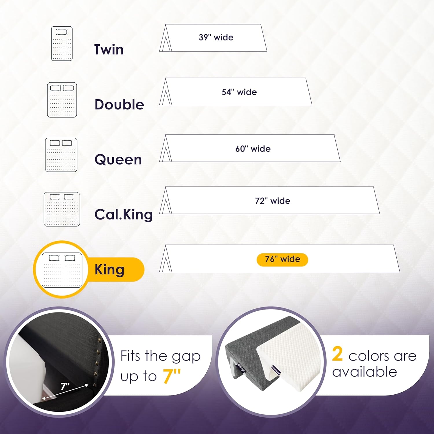 Thumbnail 6 de XetraDesign Bed Wedge Pillow for Headboard Gap (King 76")
