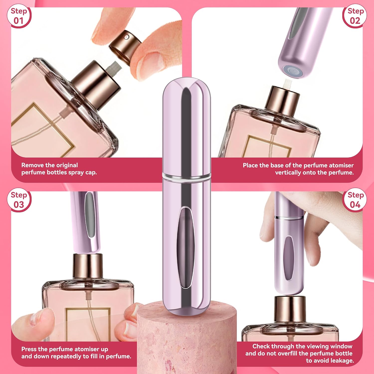 Detalle 2 de forebile XSP-01 Refillable Perfume Atomizer, 5 mL Aluminum, 4-Pack