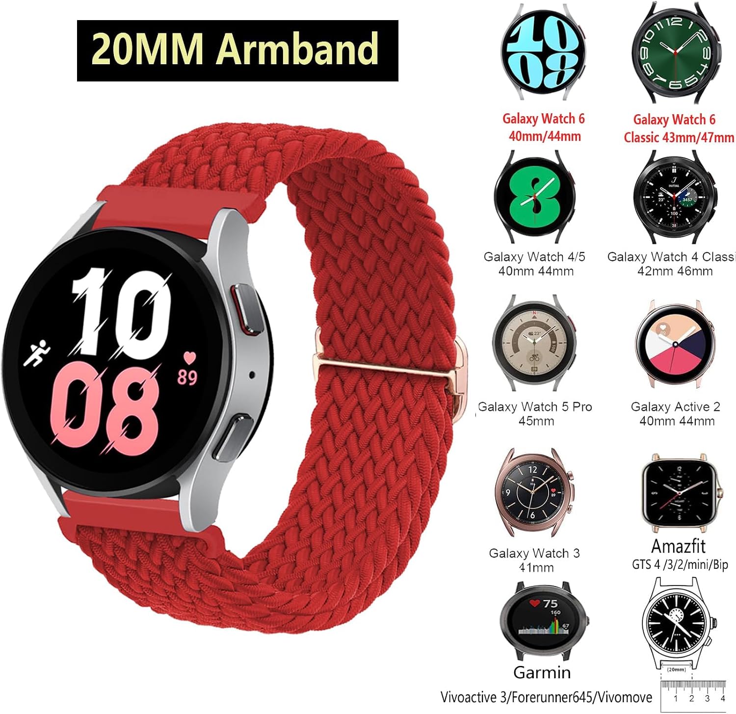 Detalle 2 de Samsung Galaxy Watch braided 20mm nylon strap