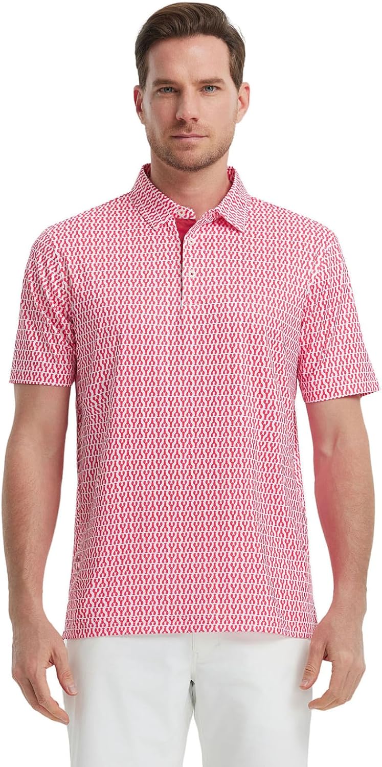 Detalle 2 de Golf Shirts for Men Dry Fit Short Sleeve Print Polo Shirt