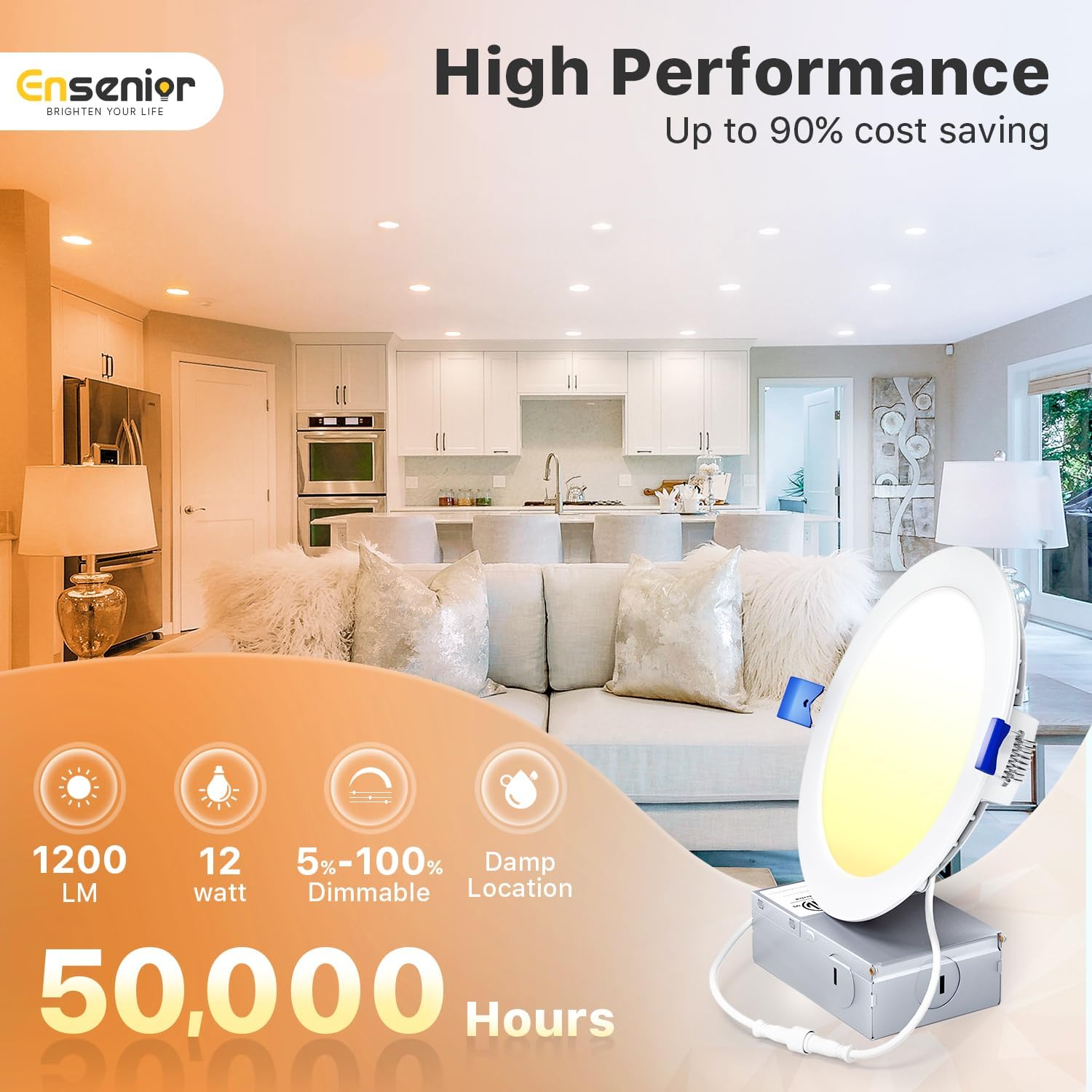 Thumbnail 2 de Ensenior 12-Pack 6 Inch Dimmable LED Ceiling Light ⚡