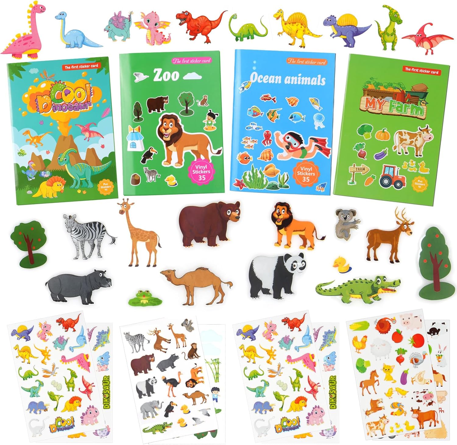 Detalle de Vicloon Piccoli Libri adesivi 4 pezzi per bambini 🎨