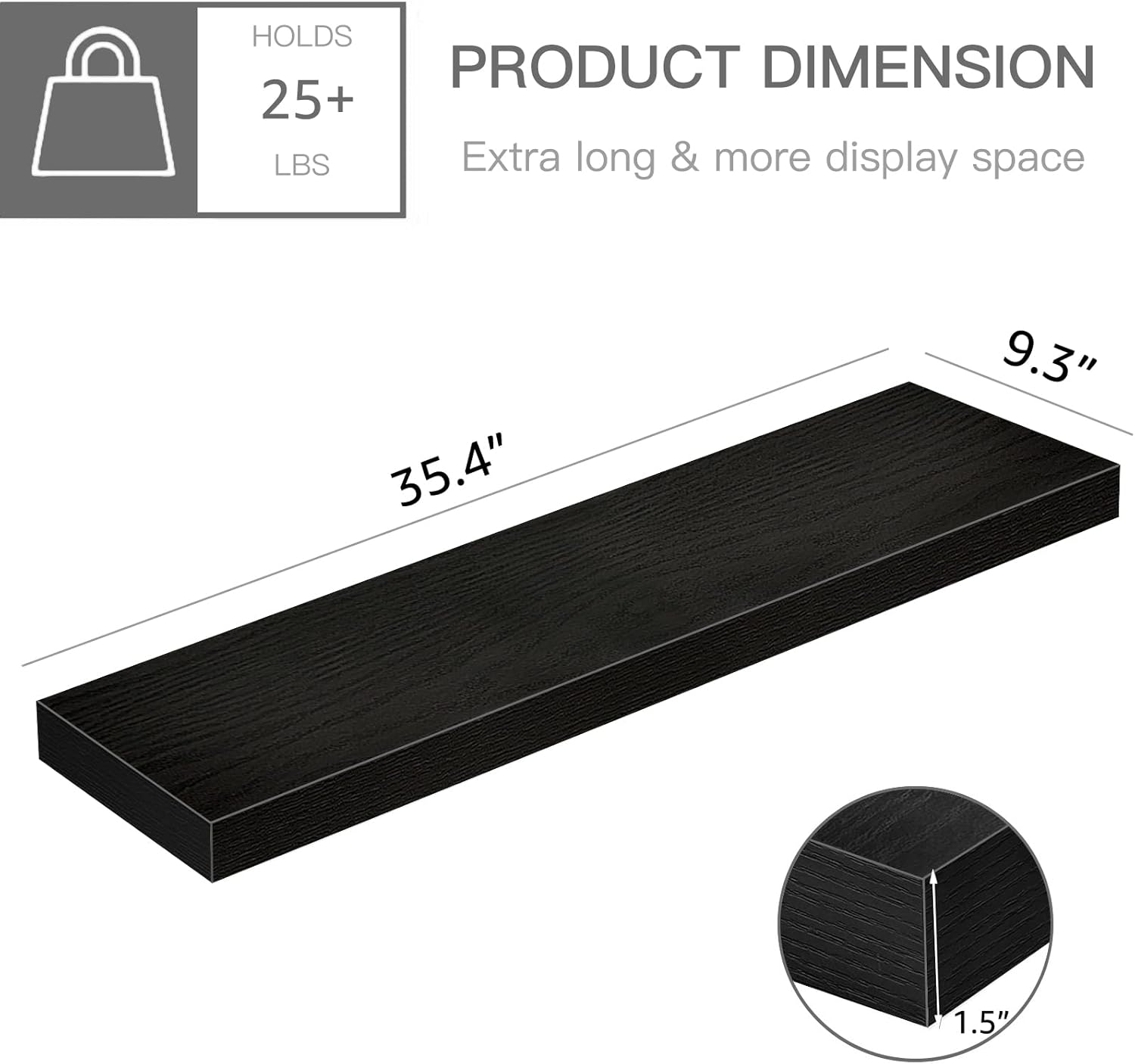 Thumbnail 2 de QEEIG Floating Shelves 35.4" Wall Shelf Set