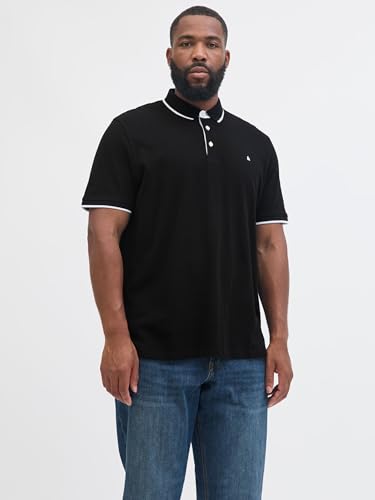 Detalle 2 de Jack & Jones Jjebasic Polo Ss Noos – Polo Hombre en Negro, Slim Fit, Talla M