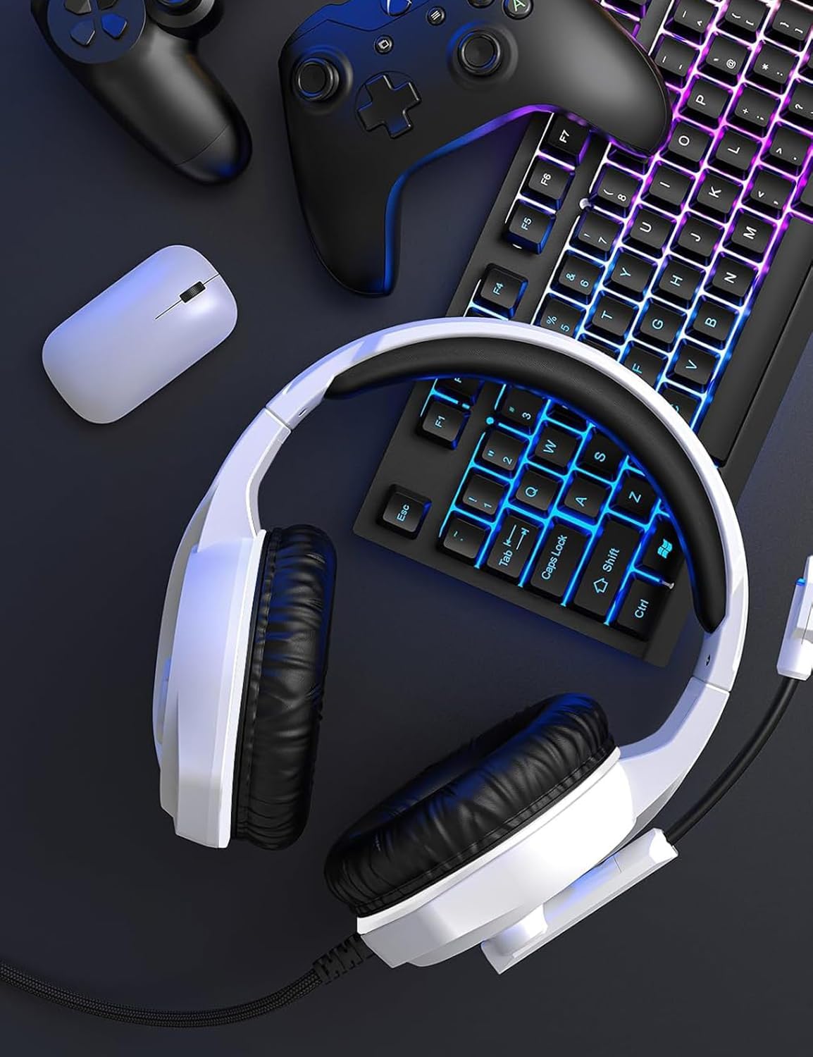Thumbnail 3 de ZIUMIER Z20 White Wired Gaming Headset with Noise-Canceling Mic, RGB Lighting & 3.5mm Audio
