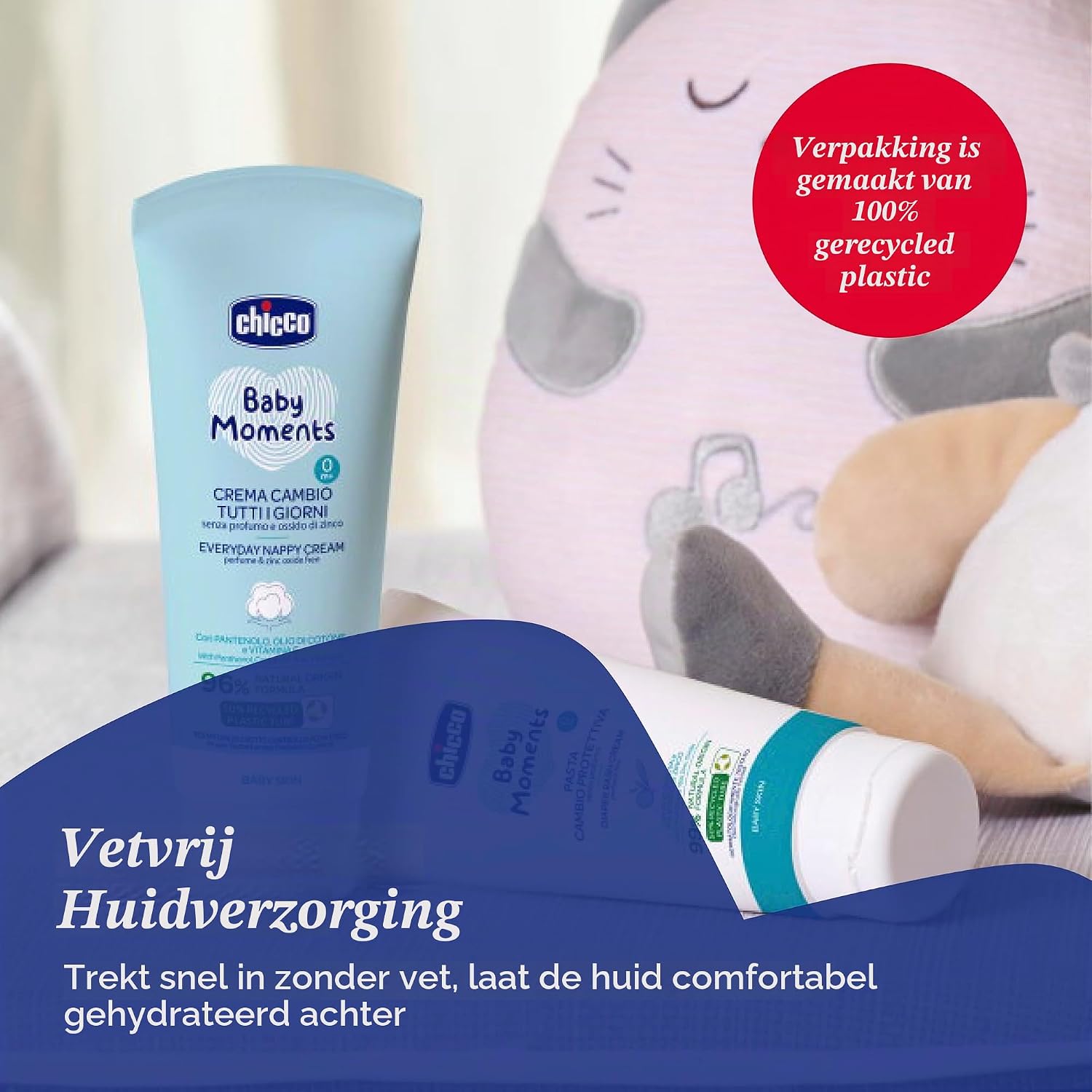 Thumbnail 4 de Chicco Baby Moments dagelijkse luiercrème, parfumvrij en met lichte textuur