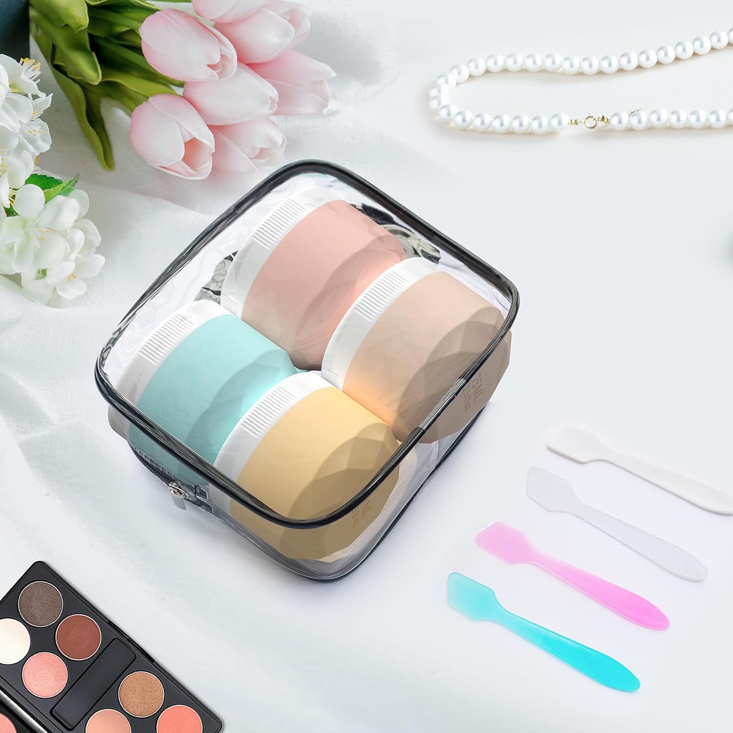 Thumbnail 5 de WLEAD 4 Stück 50 ml Silikon Cremedose TSA-geprüft – auslaufsicher, BPA-frei mit transparenter Tasche