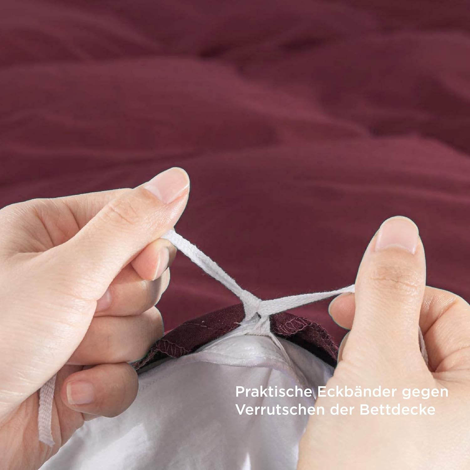 Thumbnail 4 de BEDSURE Bettwäsche 135x200 2-teilig Weinrot mit Reißverschluss (Bettbezug 135x200 + Kissenbezug 80x80, Polyester Mikrofaser)