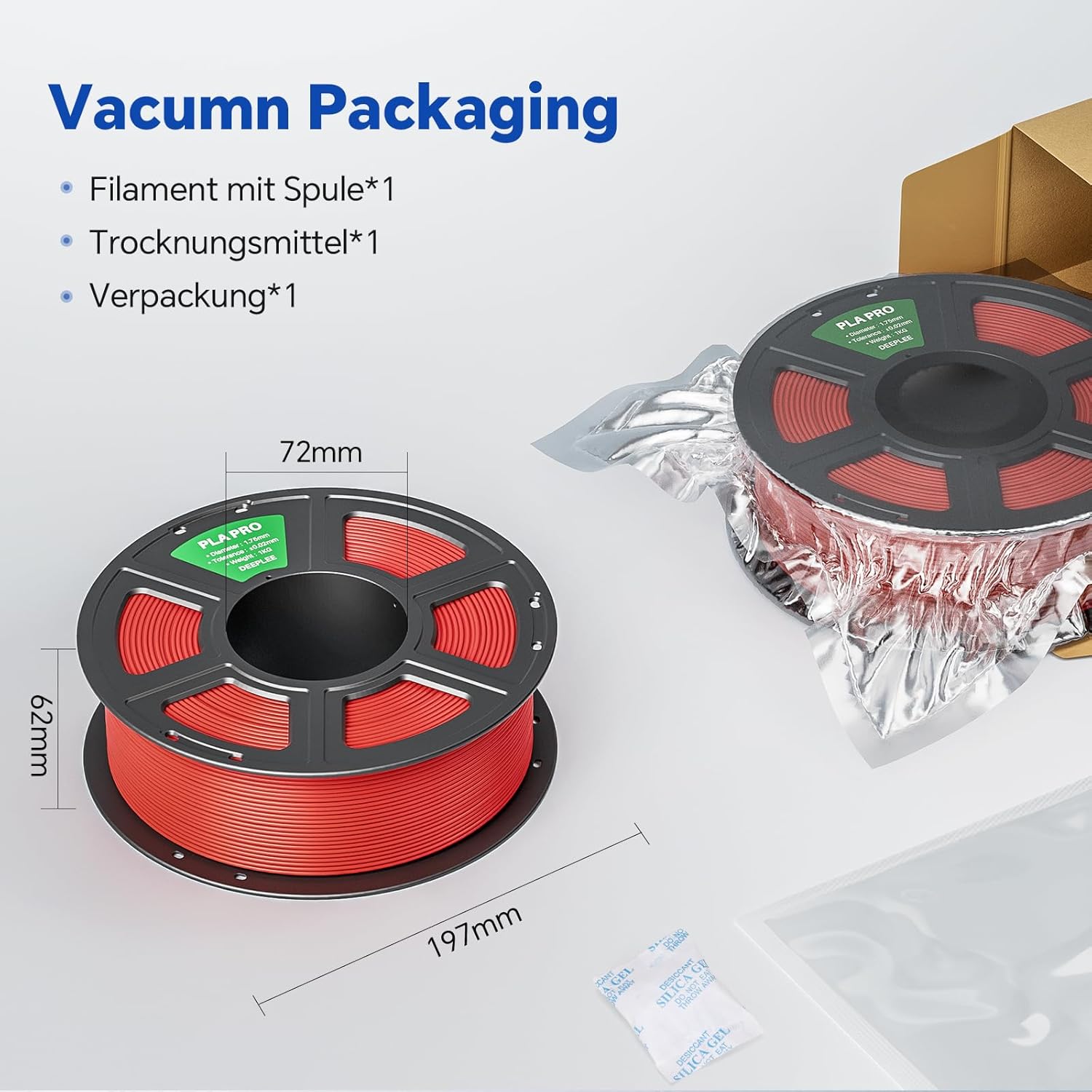 Detalle 2 de DEEPLEE PLA PRO Filament 1,75 mm – PLA mit erhöhter Festigkeit, Maßgenauigkeit ±0,02 mm