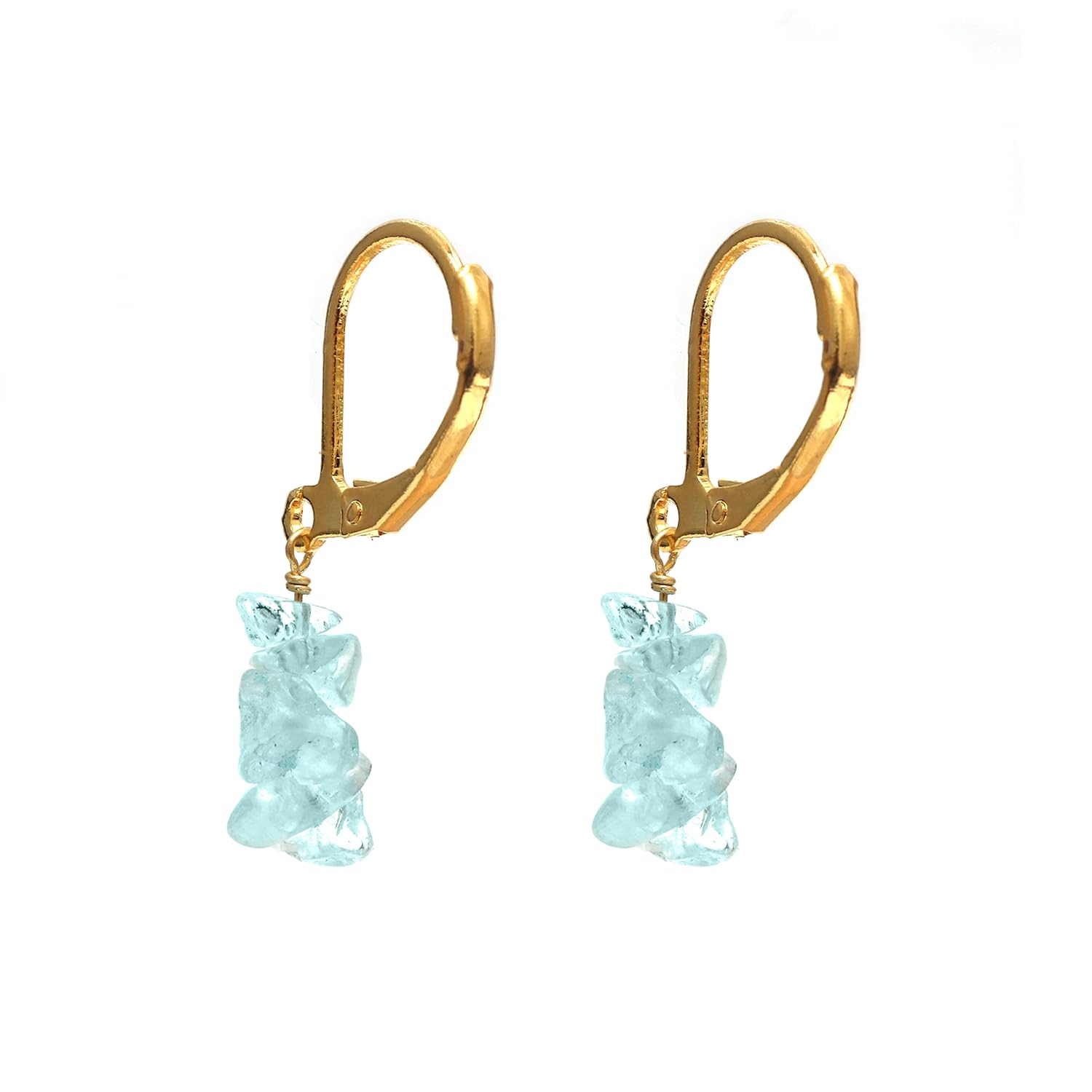 Thumbnail 6 de Gempires Natural Emerald Chips Leverback Hoop Earrings