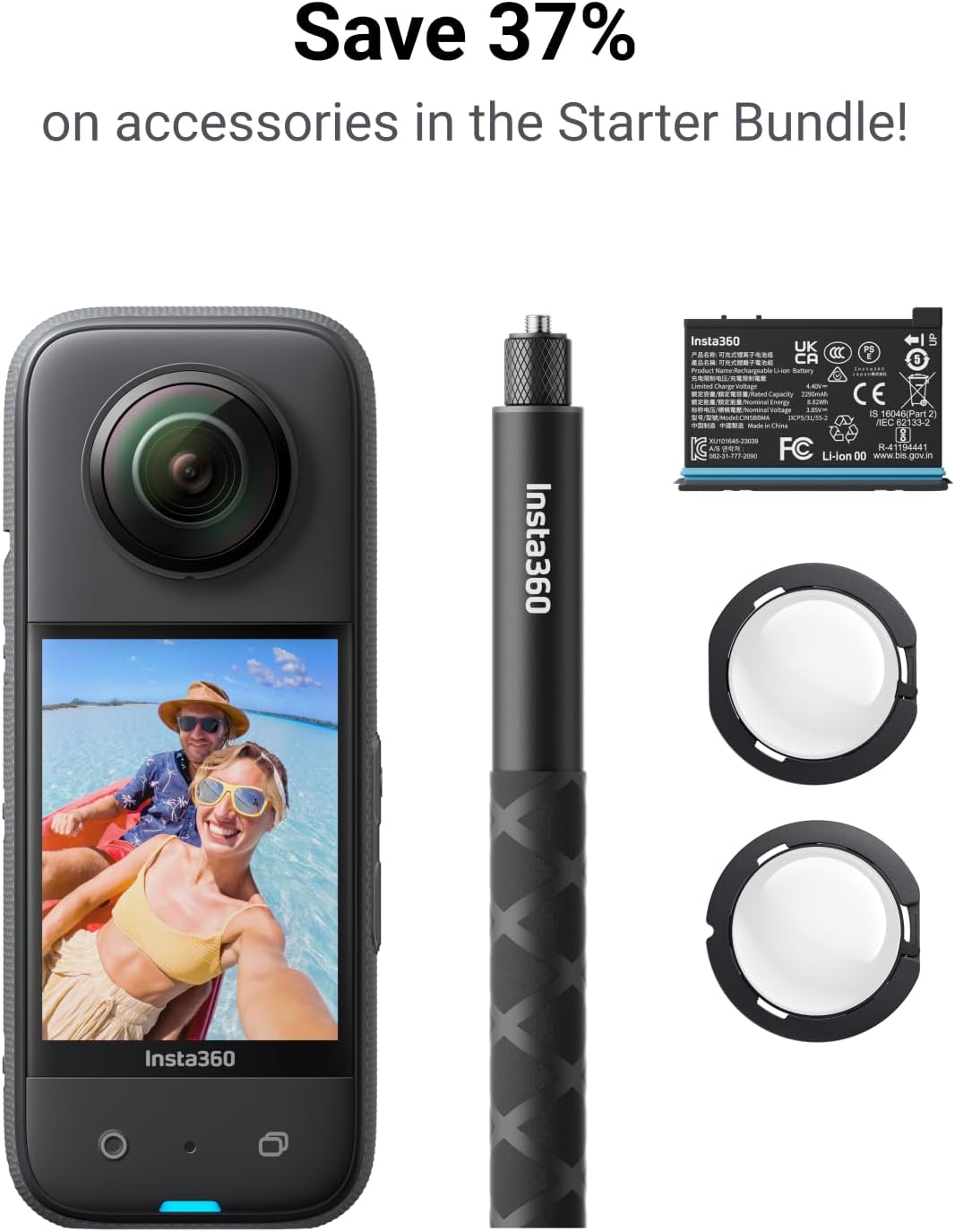 Thumbnail 1 de Insta360 X3 Starter Bundle – waterproof 360° action camera for 5.7K footage and 72MP 360° photos