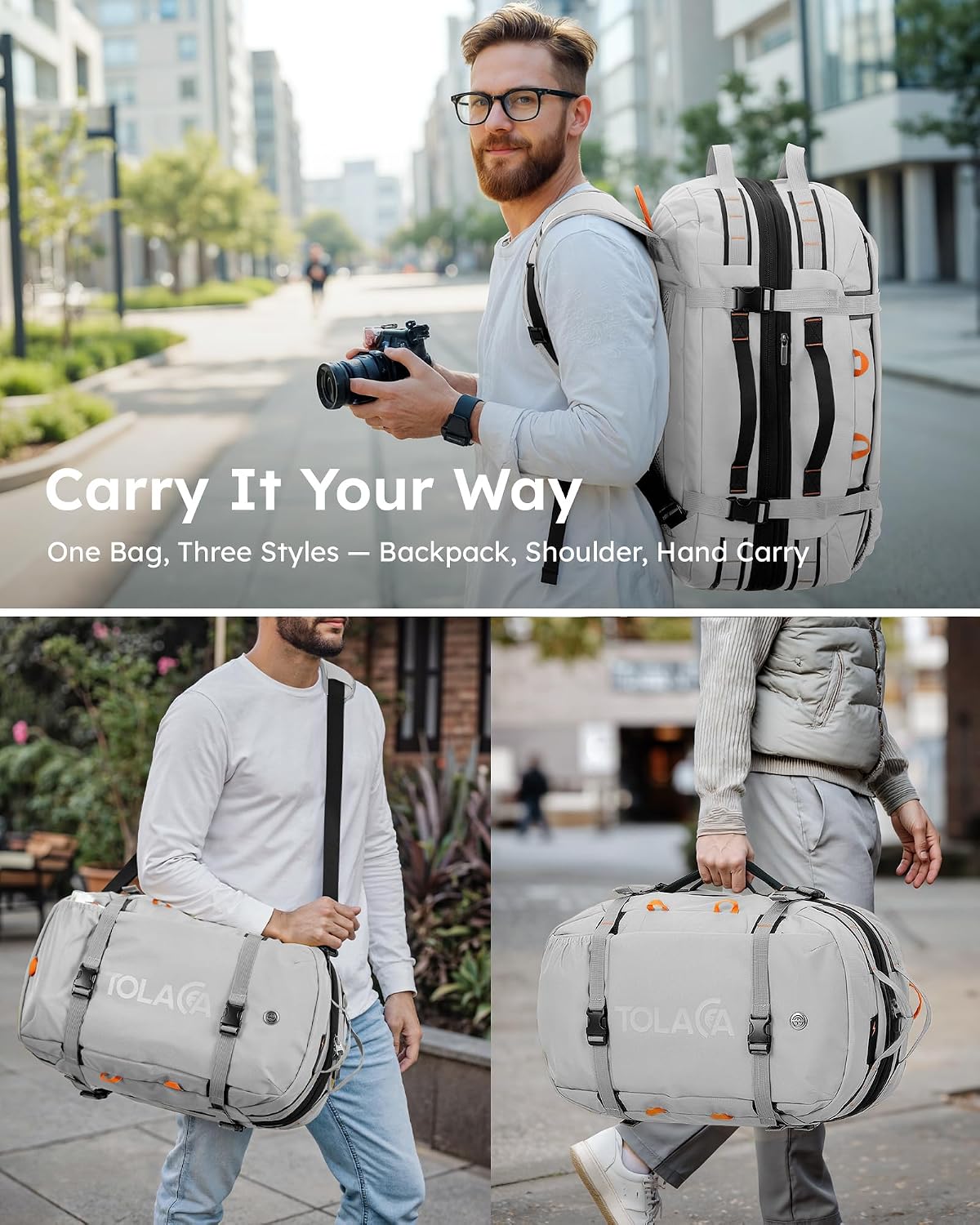 Detalle 2 de Tolaccea 40-50L Sac à dos cabine pour voyage ✈