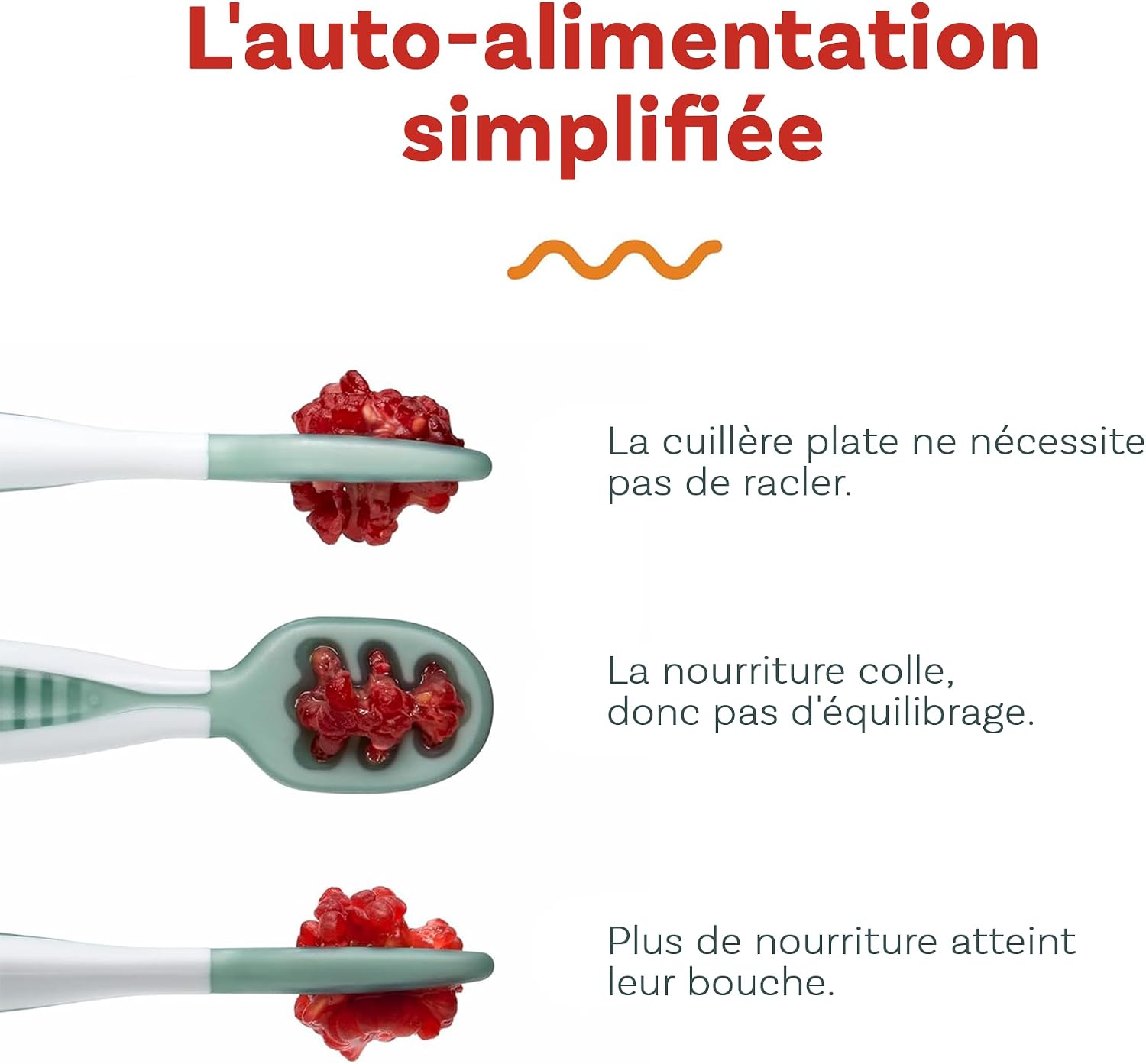 Thumbnail 3 de NumNum GOOtensils Cuillère Bébé 1er Âge – Étape 1+2 en Silicone (Lot de 2, Bleu/Orange)