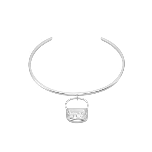 Detalle de Diesel pulsera ovalada de acero inoxidable con logotipo D para hombre (DX1621040)