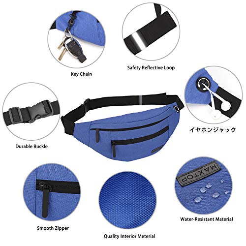 Thumbnail 4 de MAXTOP riñonera unisex con conector para auriculares, 4 bolsillos y cinturón ajustable