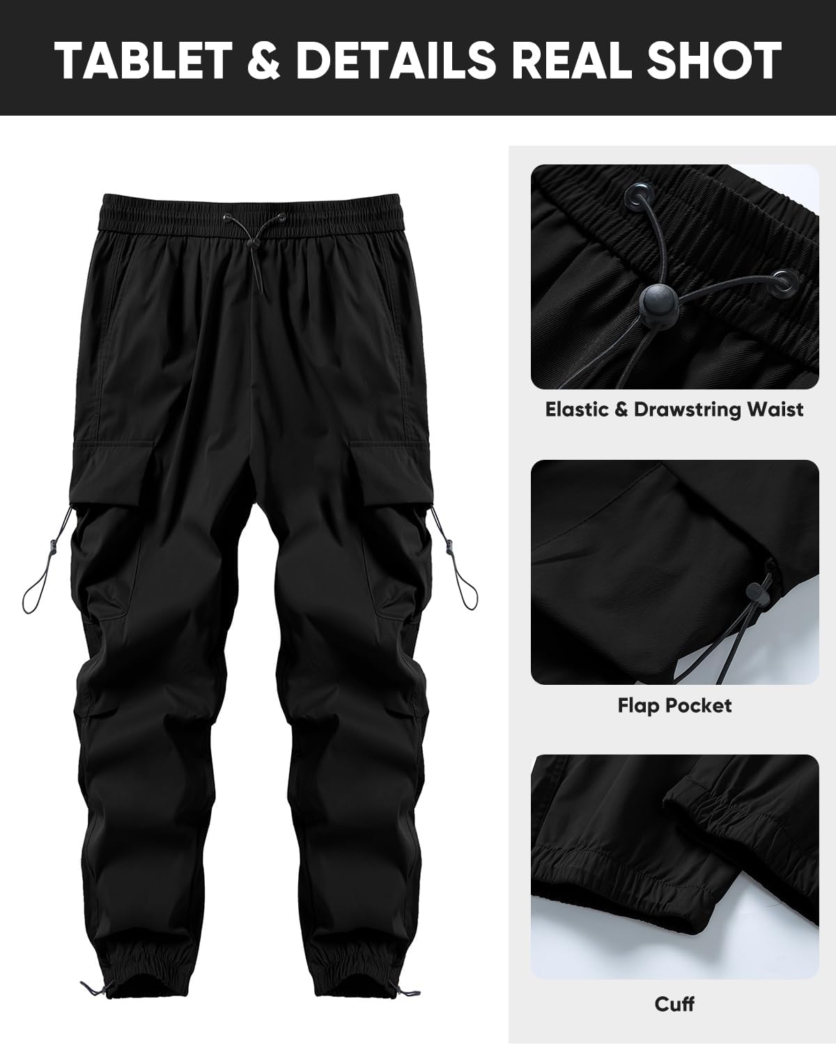 Thumbnail 3 de JMIERR Men's Baggy Cargo Pants - Trendy Parachute Harem Joggers with Pockets