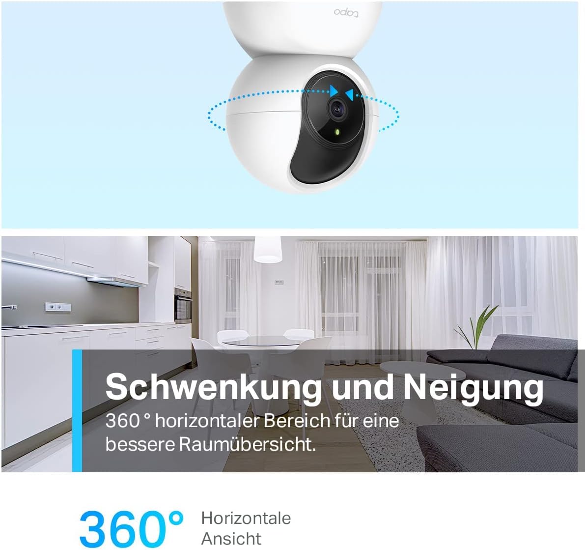 Thumbnail 1 de TP-Link Tapo C210P2 WLAN IP Kamera – 360° Schwenk- und Neigefunktion, 3 MP, 2-Wege-Audio, Lokaler Speicher im 2er-Set