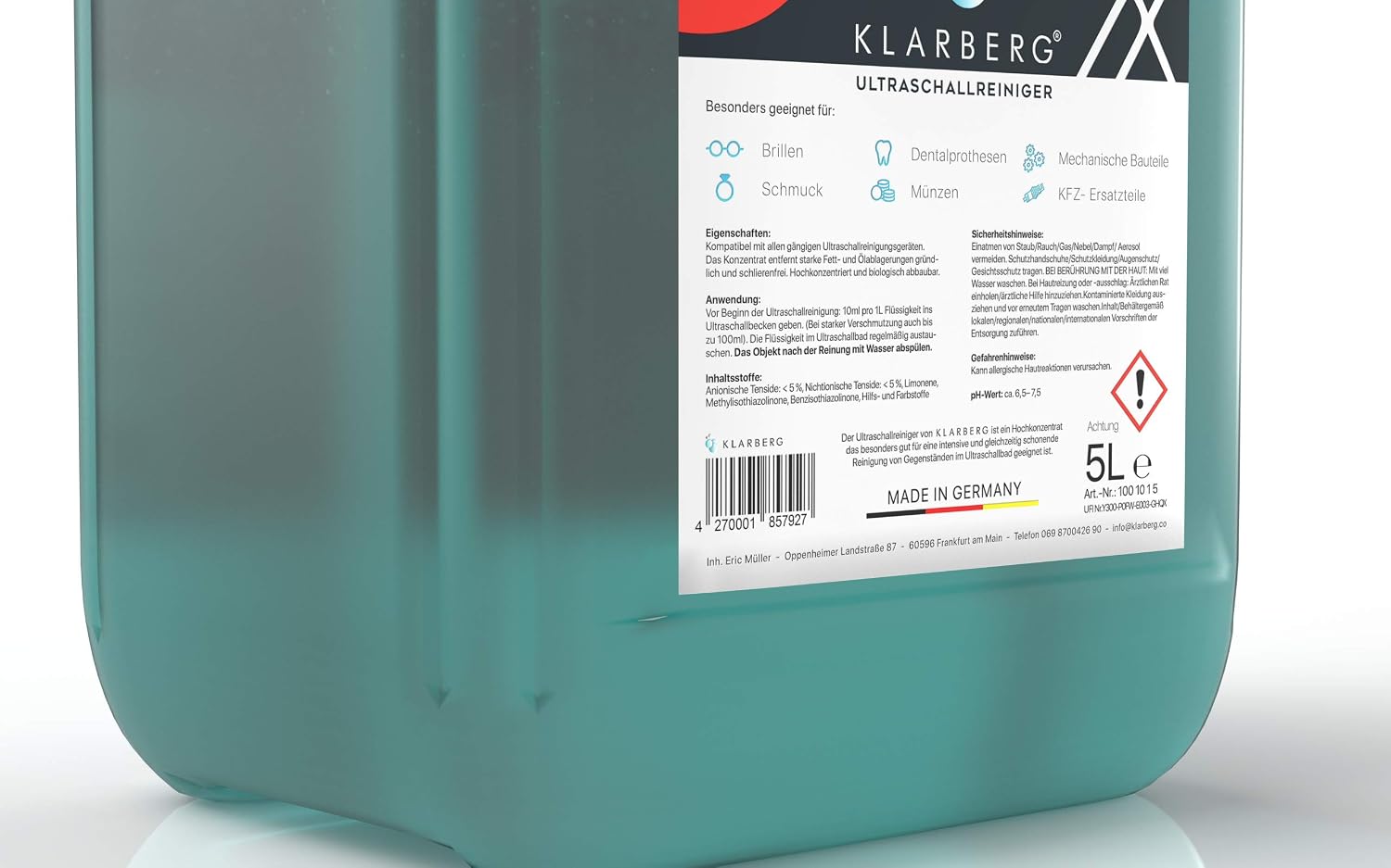 Detalle de KLARBERG® Ultraschallreiniger Konzentrat (5L) im Mischverhältnis 1:100 für Ultraschallgeräte