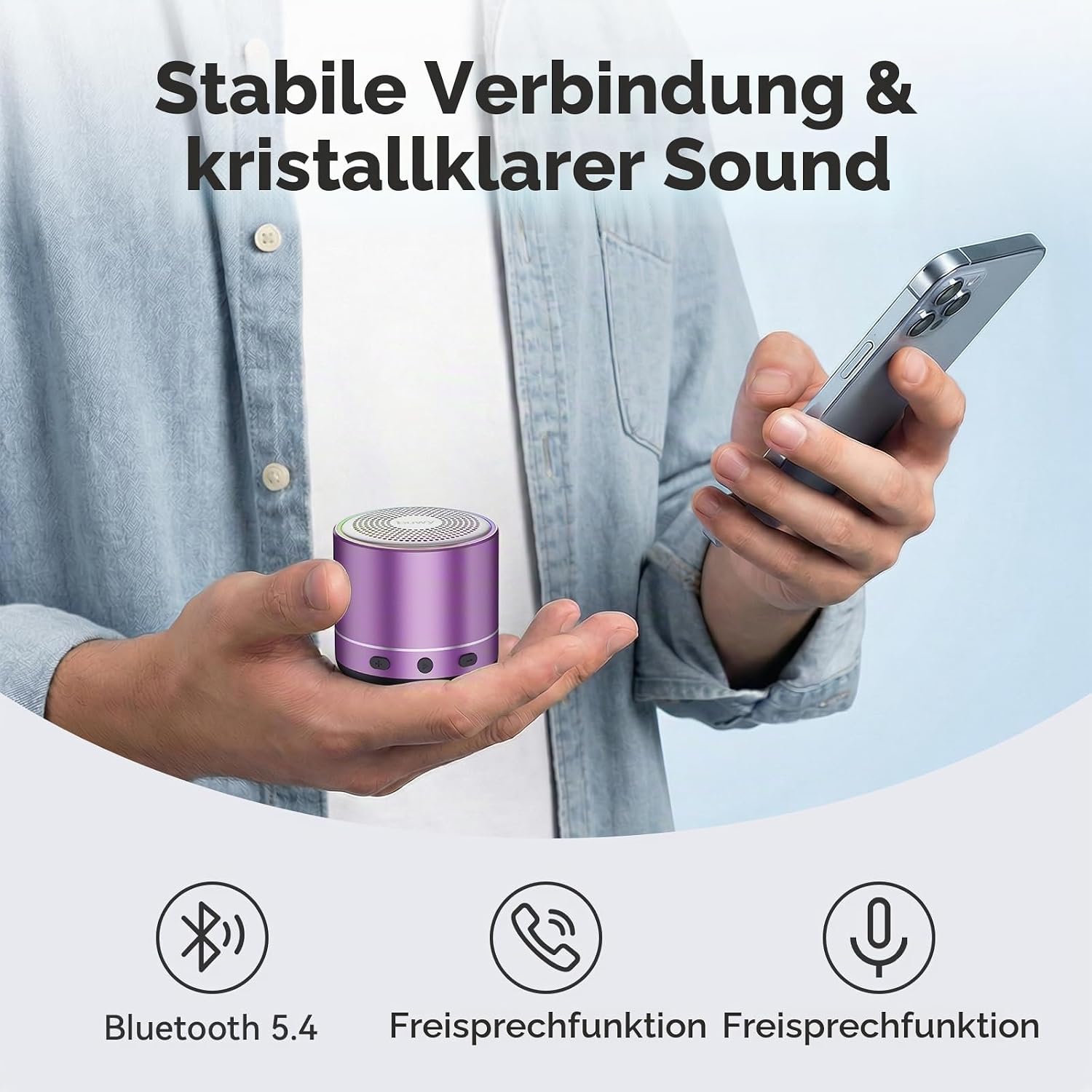 Detalle de buwy Mini Bluetooth Lautsprecher – kompakter Allrounder mit IPX7 und True Wireless Stereo