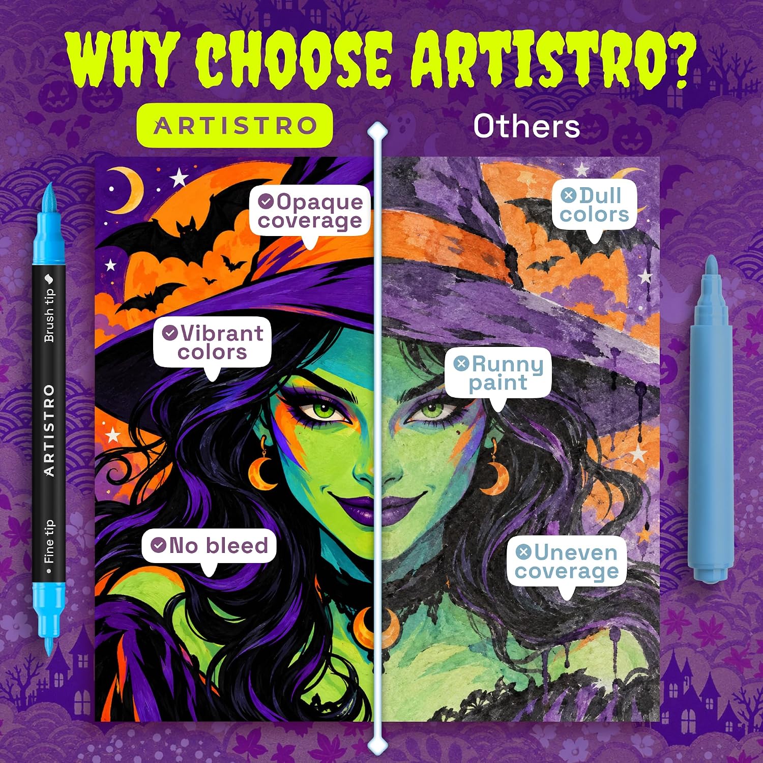 Thumbnail 5 de Artistro ARTISTRO 36 Acrylic Paint Markers (Dual-Tip Brush + Fine) for Fabric, Glass, Wood & DIY