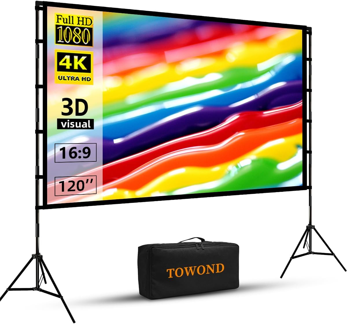 Thumbnail 6 de TOWOND 120-inch Outdoor Projector Screen with Stand (16:9, Foldable, Double-Sided, Carry Bag)