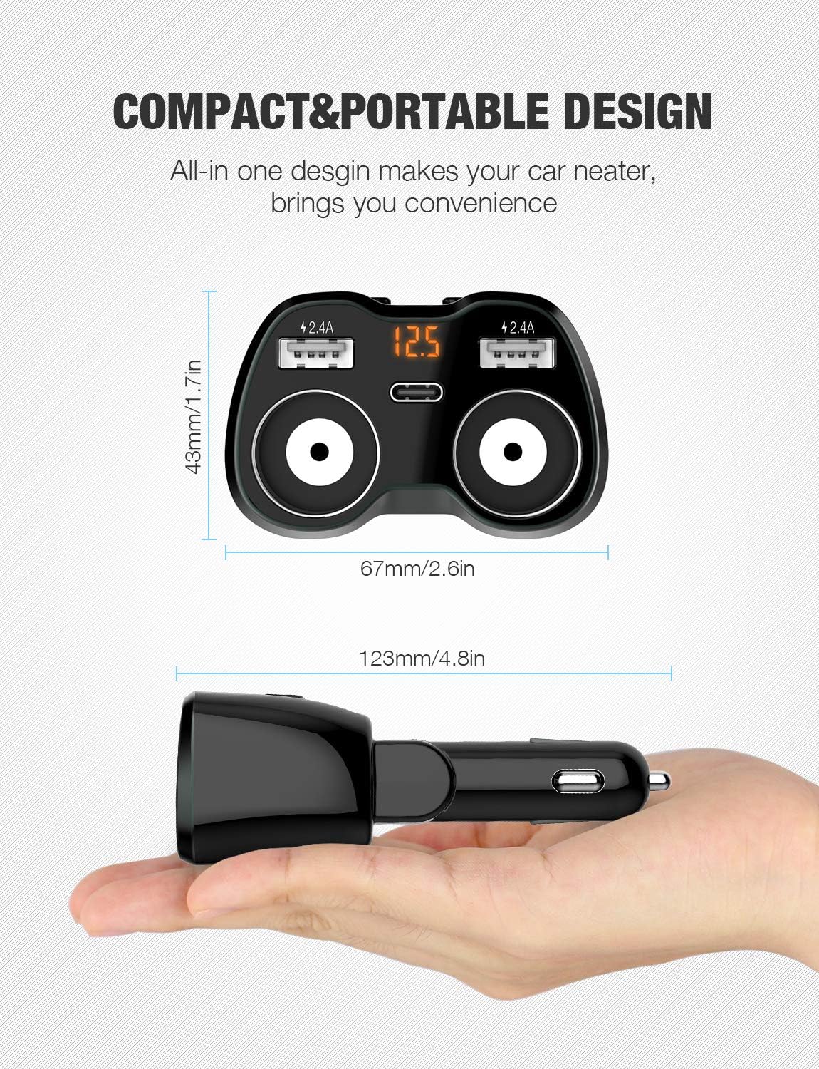 Detalle de Otium USB C Car Charger 80W Dual Ports