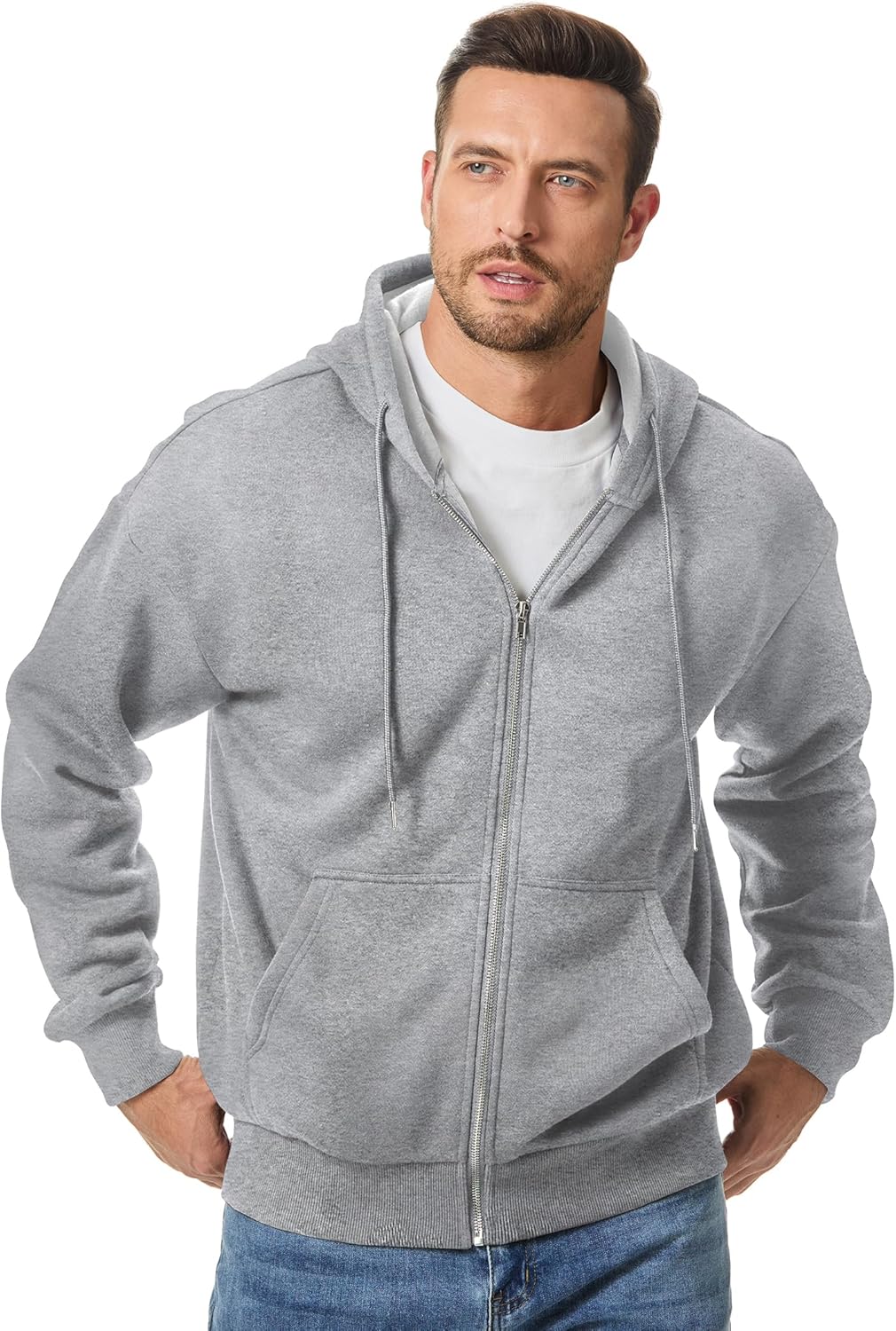 Detalle 2 de JMIERR Hoodie Herren Baumwolle Einfarbig mit Reißverschluss – Sweatjacke Langarm, warm und alltagstauglich
