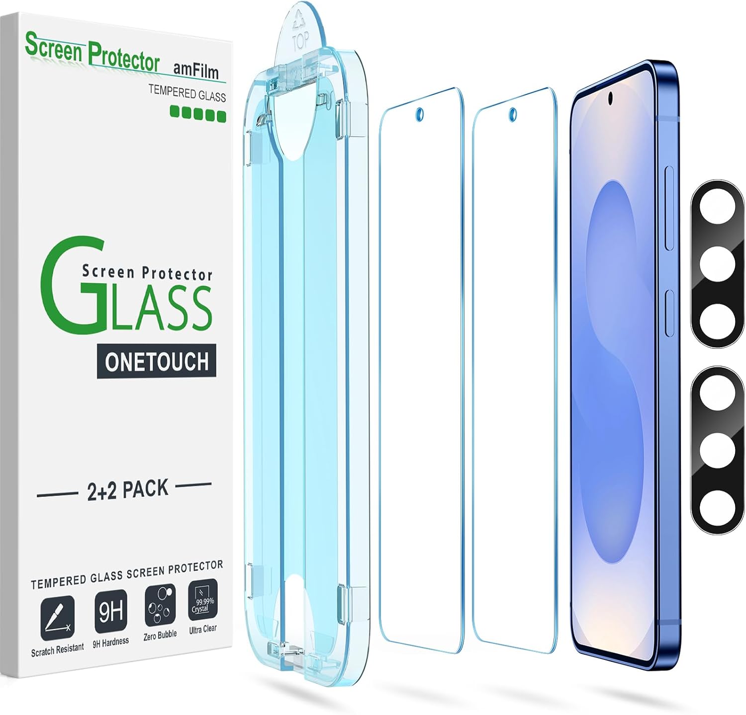 Thumbnail 6 de amFilm OneTouch Screen Protector for Samsung Galaxy S22 Plus (2-Pack) with 9H Glass & Camera Lens Shield